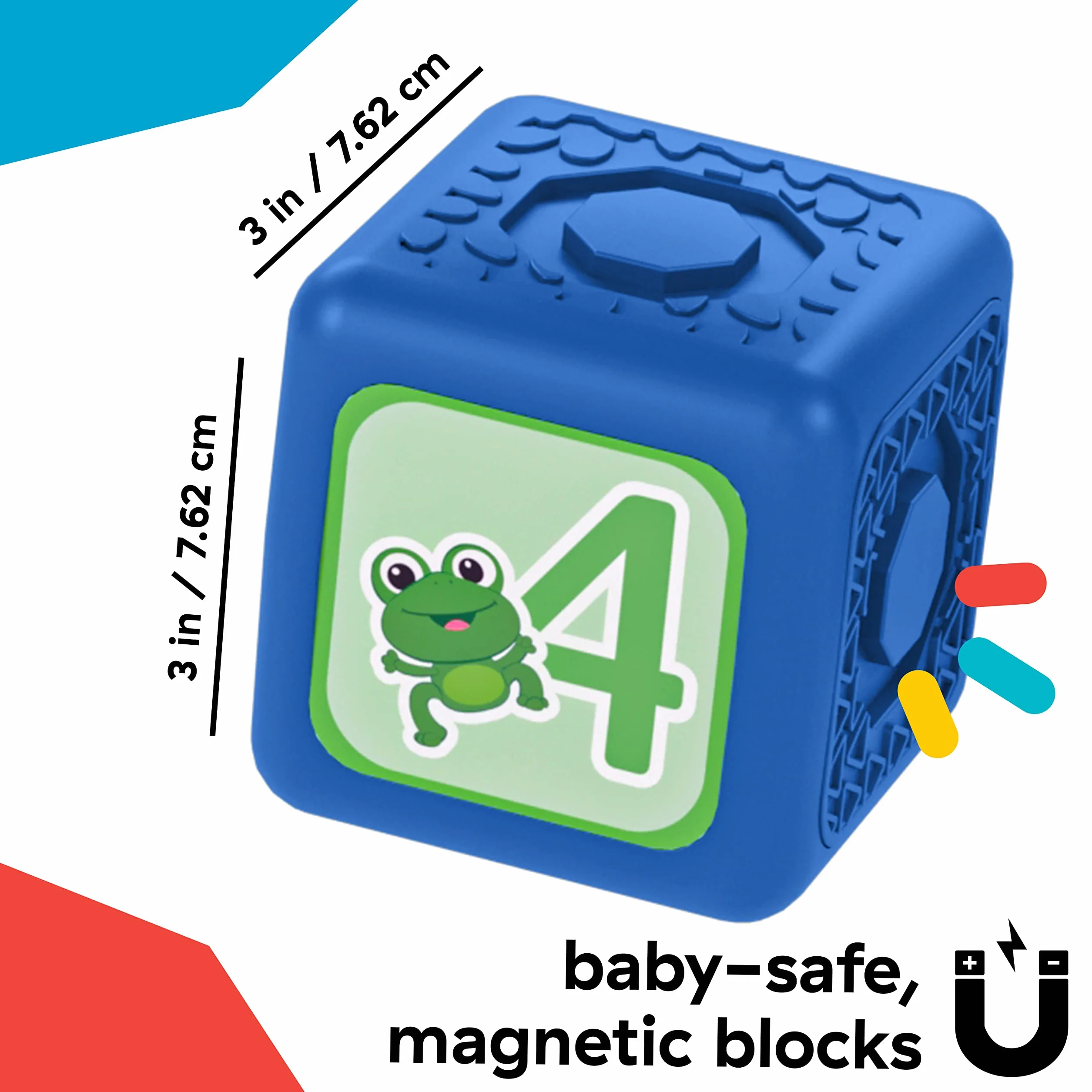 Baby Einstein Connectables Add & Stack Montessori magnetyczne bloki aktywności, w wieku od 6 miesięcy (6 sztuk), wielokolorowe, 16657