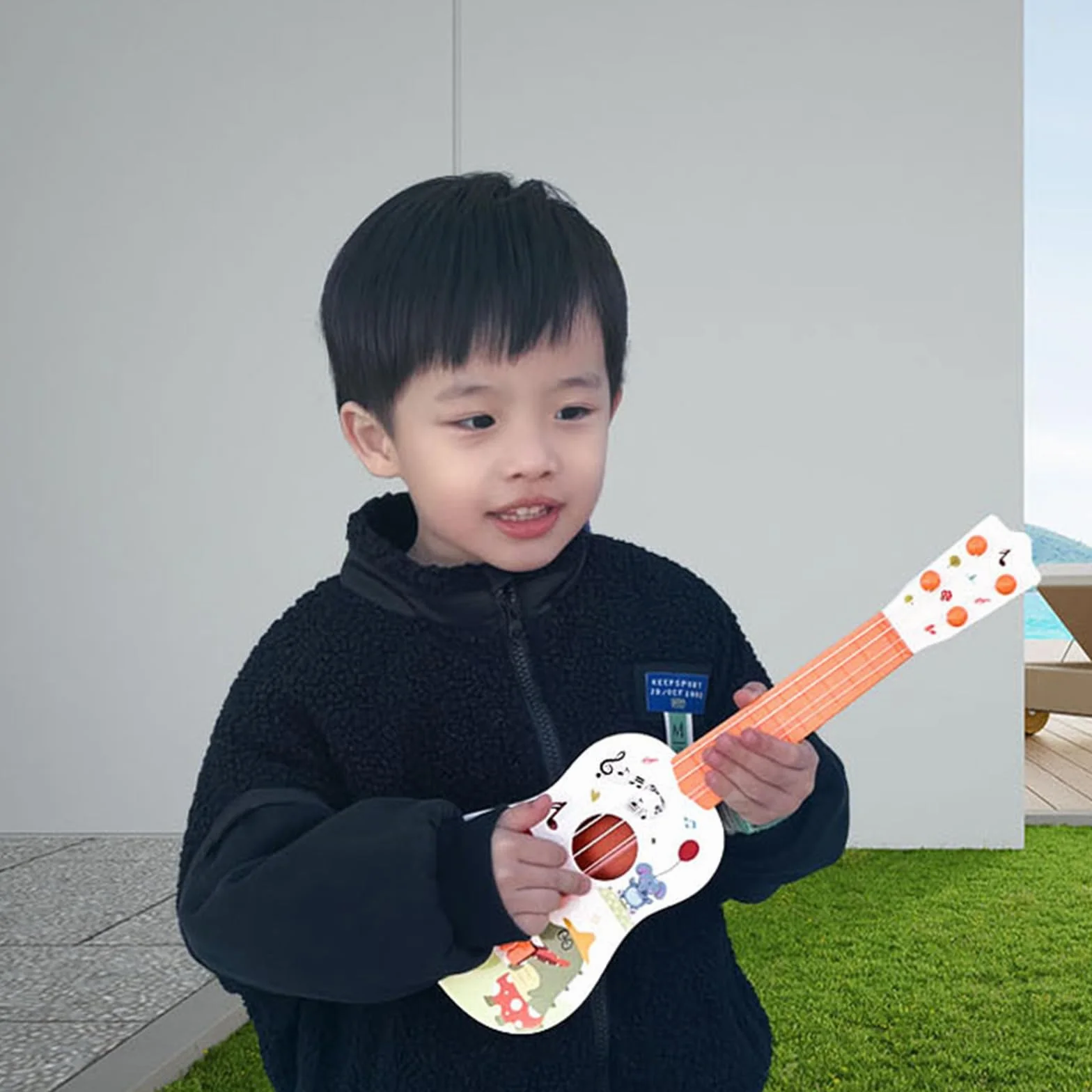41 cm Gitara Zabawka, Ukulele dla dzieci, gitara dla dzieci, mini gitara dla dzieci, muzyka zabawki edukacyjne, gitara dla dzieci z 4 regulowanymi strunami, dla początkujących, dziewcząt, chłopców