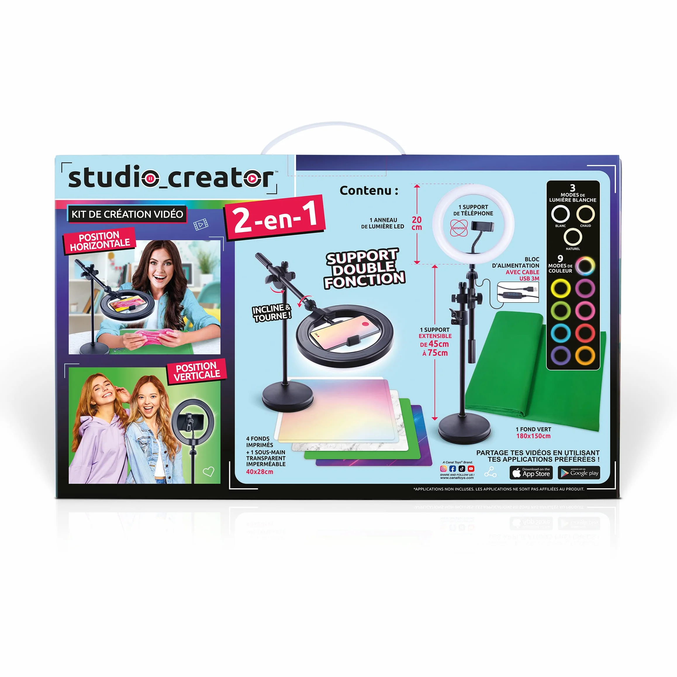 Canal Toys Creator Studio wideo 2 w 1 z wielokolorowym pierścieniem LED, podwójna funkcja, pozioma i pionowa - INF 027