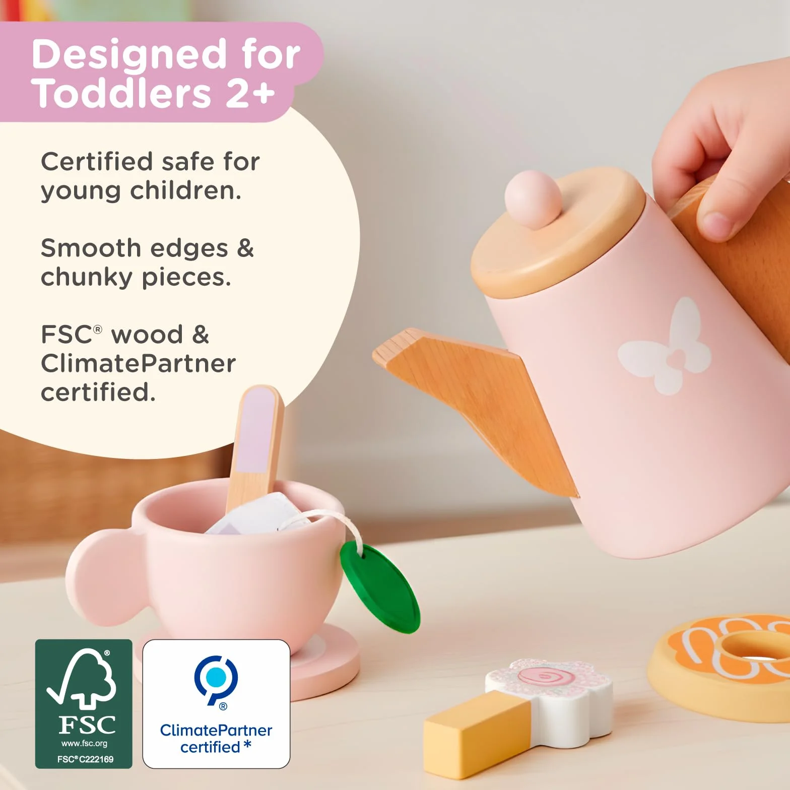Drewniany Zestaw do Herbaty dla Dzieci Nene Toys 18 Elementów Montessori FSC® Prezent 2-5 Lat