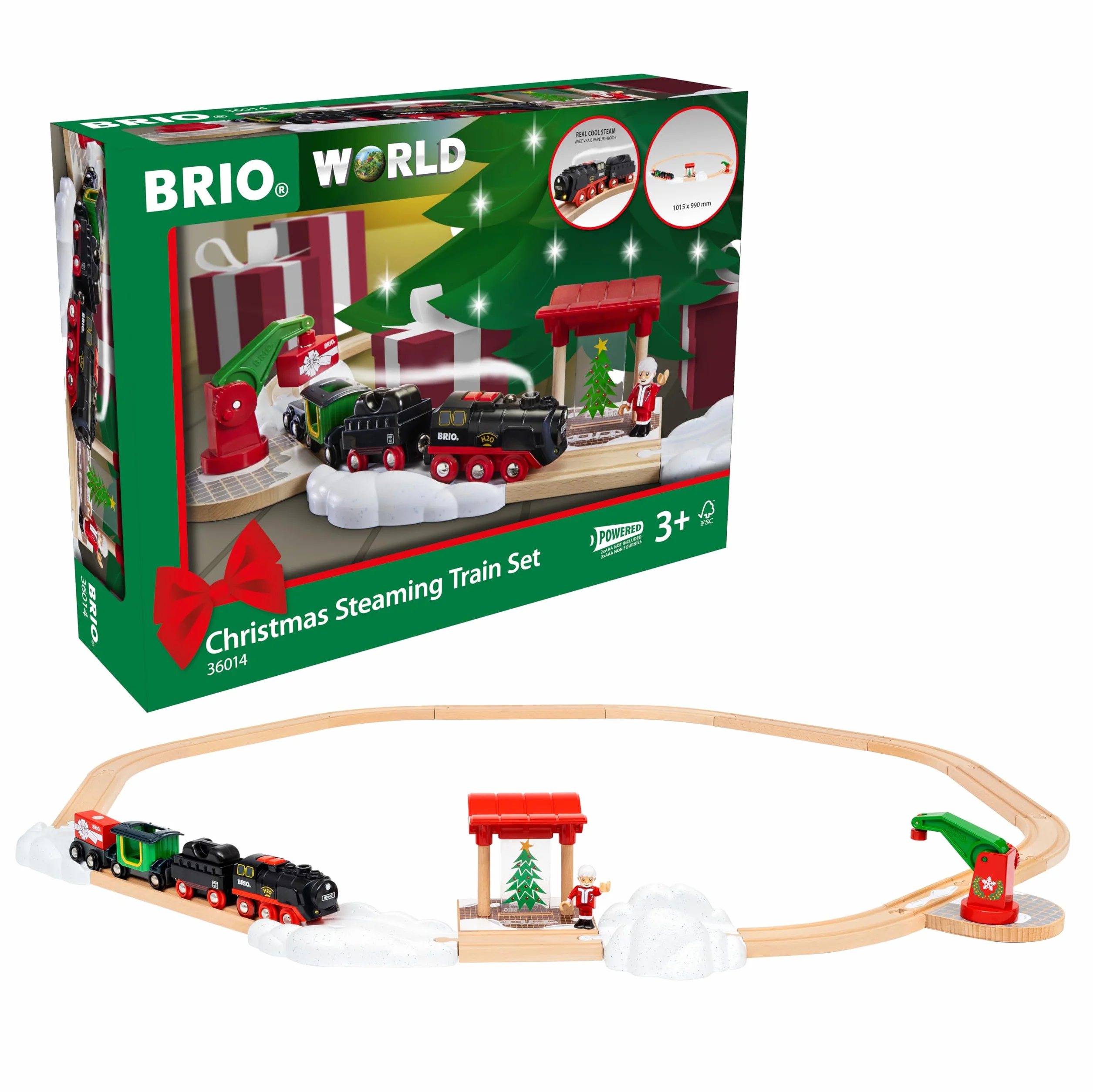 BRIO World - Batterie-Dampflok Weihnachts-Set