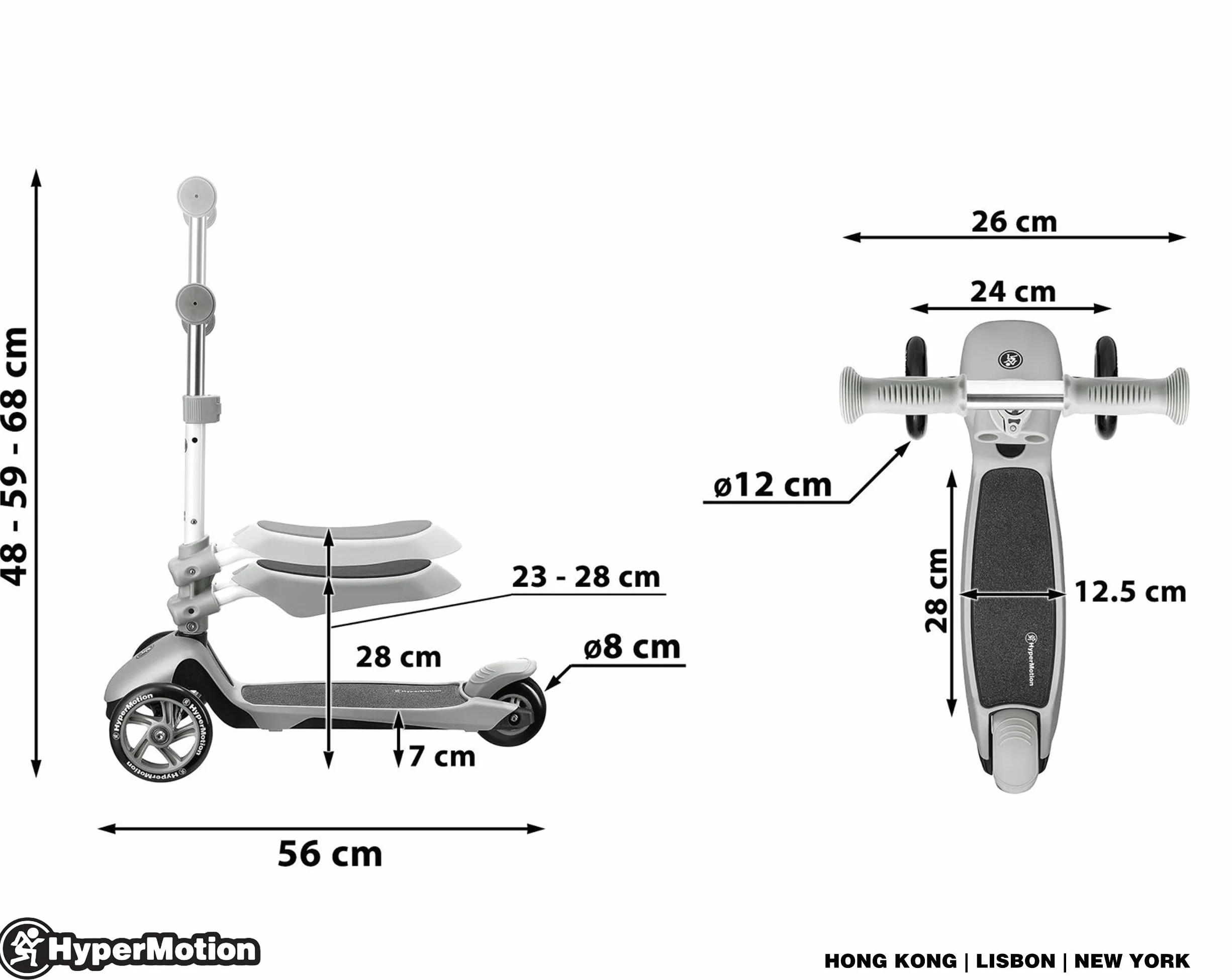 HyperMotion, Hulajnoga dla Dzieci, Balansowa Hulajnoga dla Najmłodszych, 3 w 1, Obciążenie do 20 Kg, Funkcja Jeździka, Regulowana Wysokość Kierownicy, Niebieska