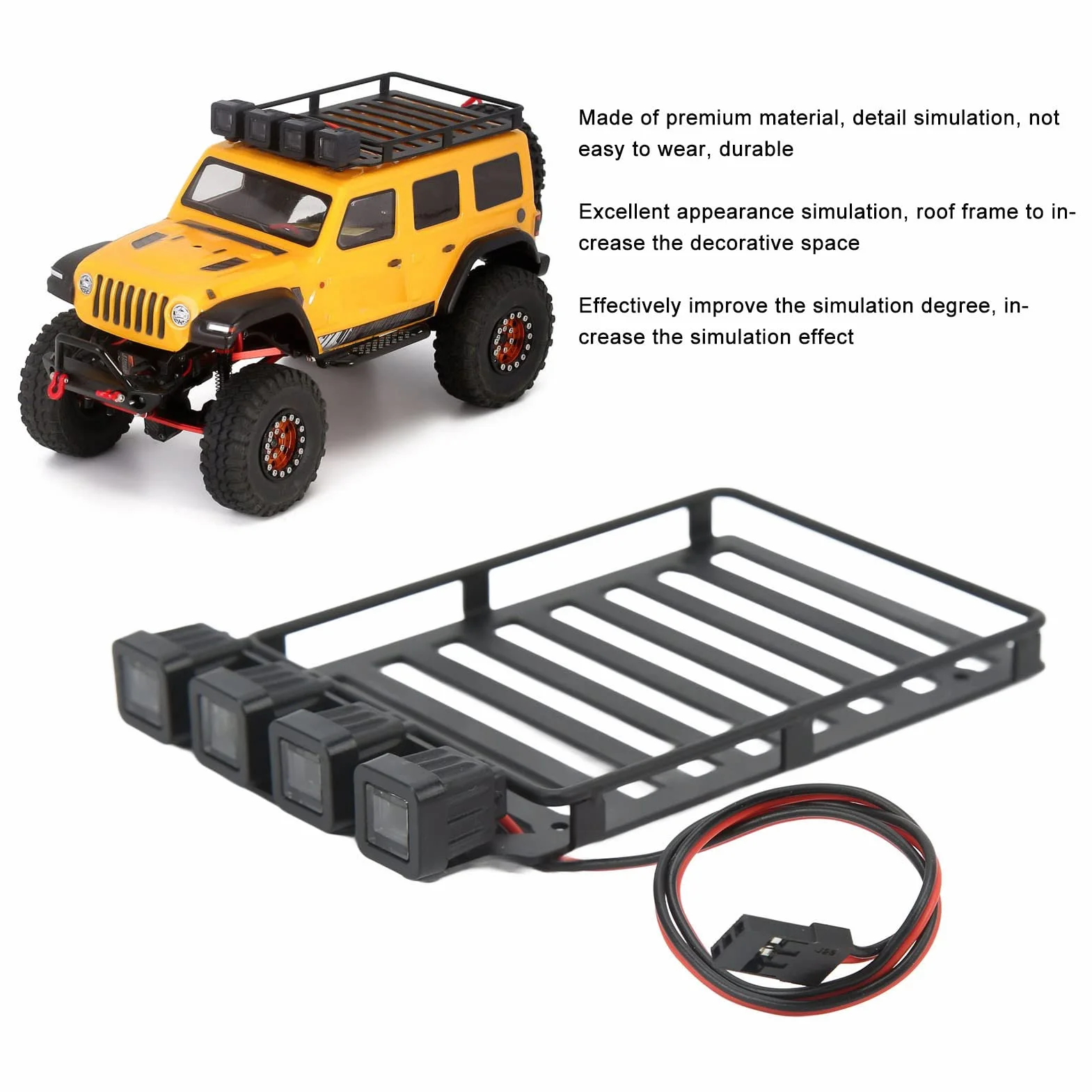 RC Bagażnik Dachowy Bagażnik RC Samochodowy Bagażnik Dachowy Część ze światłem LED do Axial SCX24 1/24 RC Crawler