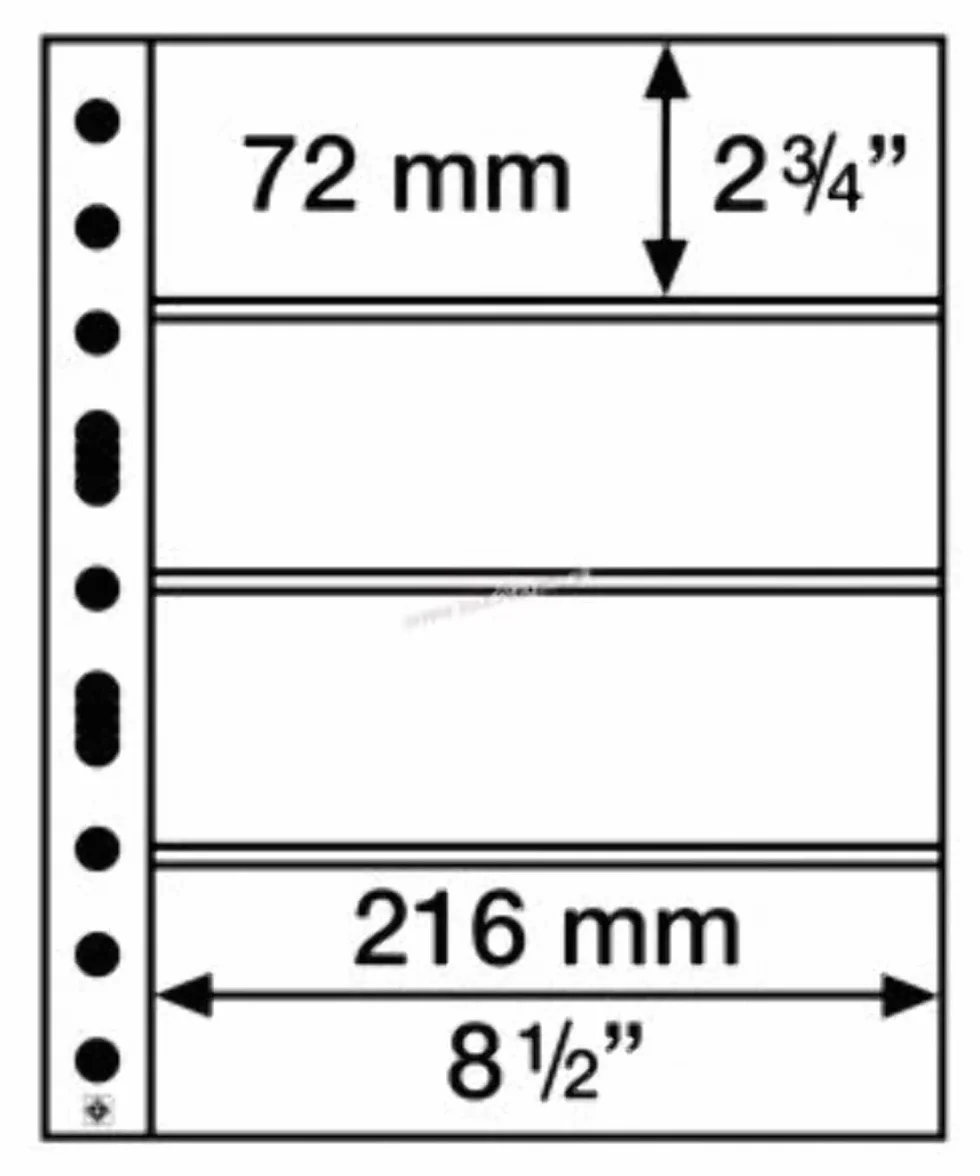Leuchtturm 358075 przezroczyste koszulki z tworzywa sztucznego SH 312, 4 poprzeczne kieszenie na banknoty i banknoty kolekcjonerskie - opakowanie 50 sztuk z polipropylenu
