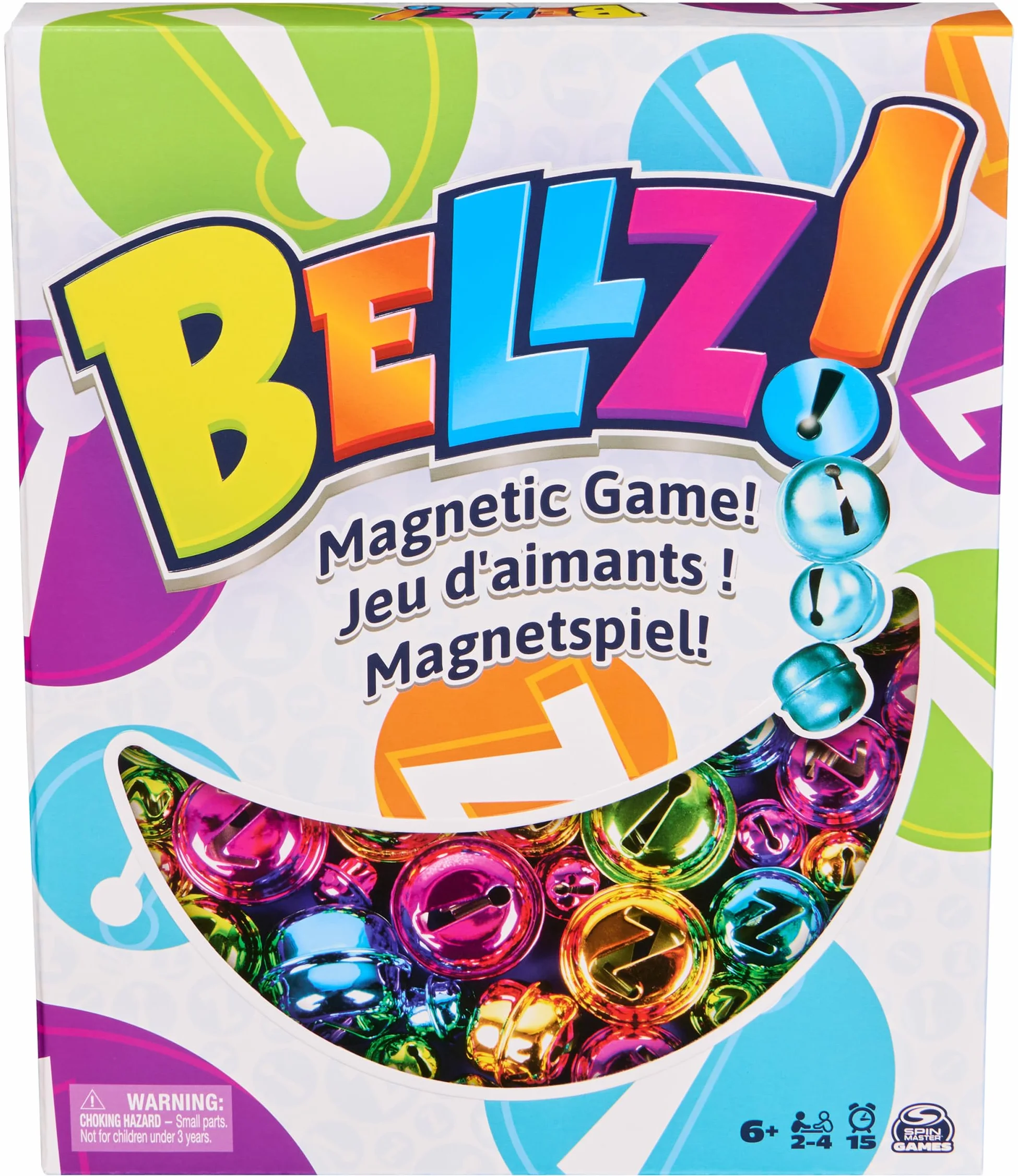 Spin Master Games Bellz - przyciągająca gra magnetyczna dla całej rodziny, z praktyczną kieszenią neoprenową do zabawy w podróży, dla 2-4 graczy od 6 lat