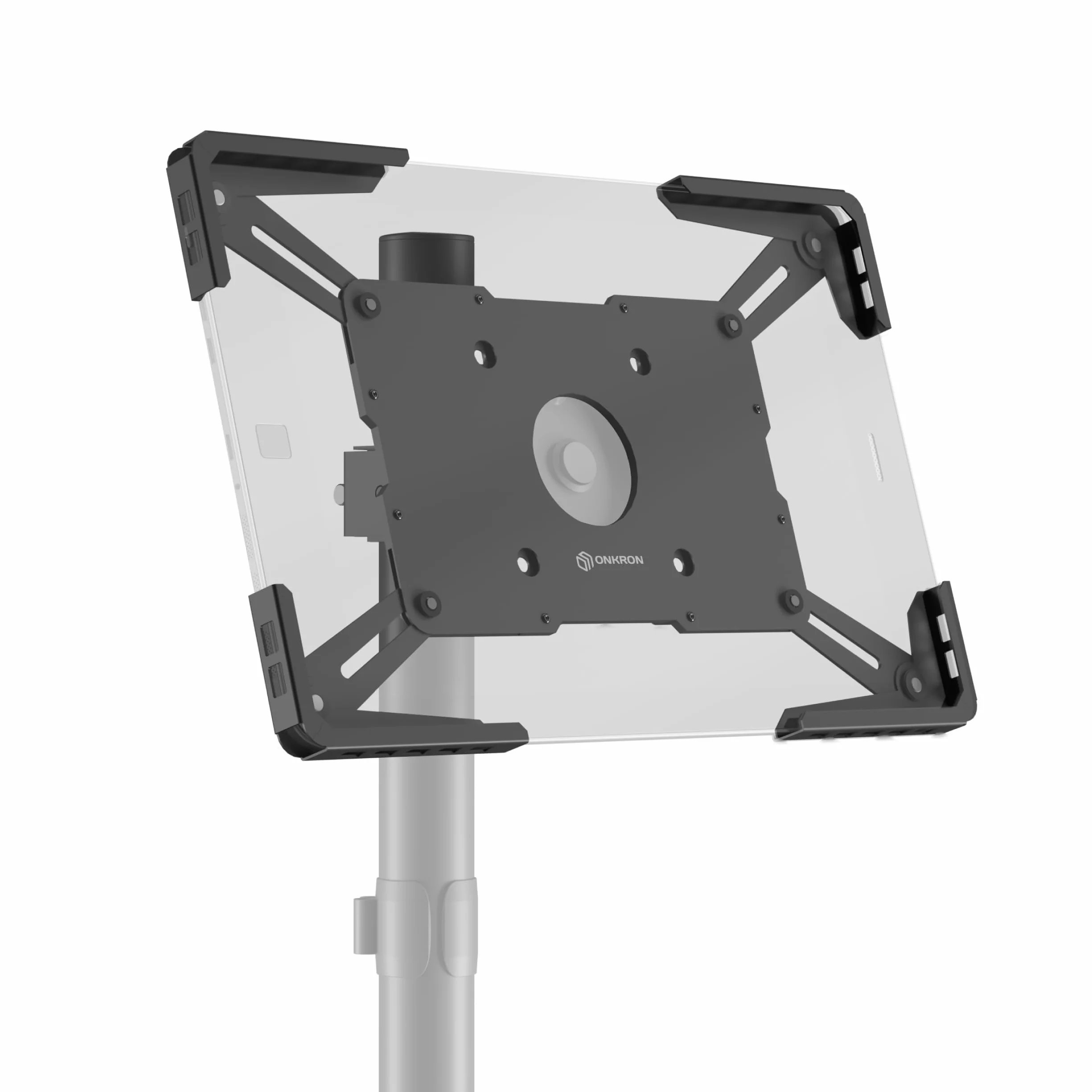 ONKRON VESA adapter do tabletów 10,1-12,9 cala, uniwersalny uchwyt na tablet z obrotem 360°, 75x75 VESA, czarny APM-13T