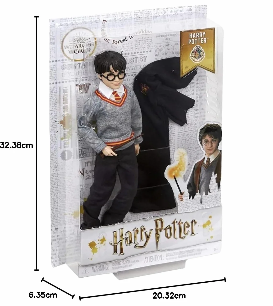 Mattel Harry Potter Lalka kolekcjonerska (wysokość: 26 cm) z mundurkiem Hogwartu, szatą Gryffindoru i różdżką, FYM50
