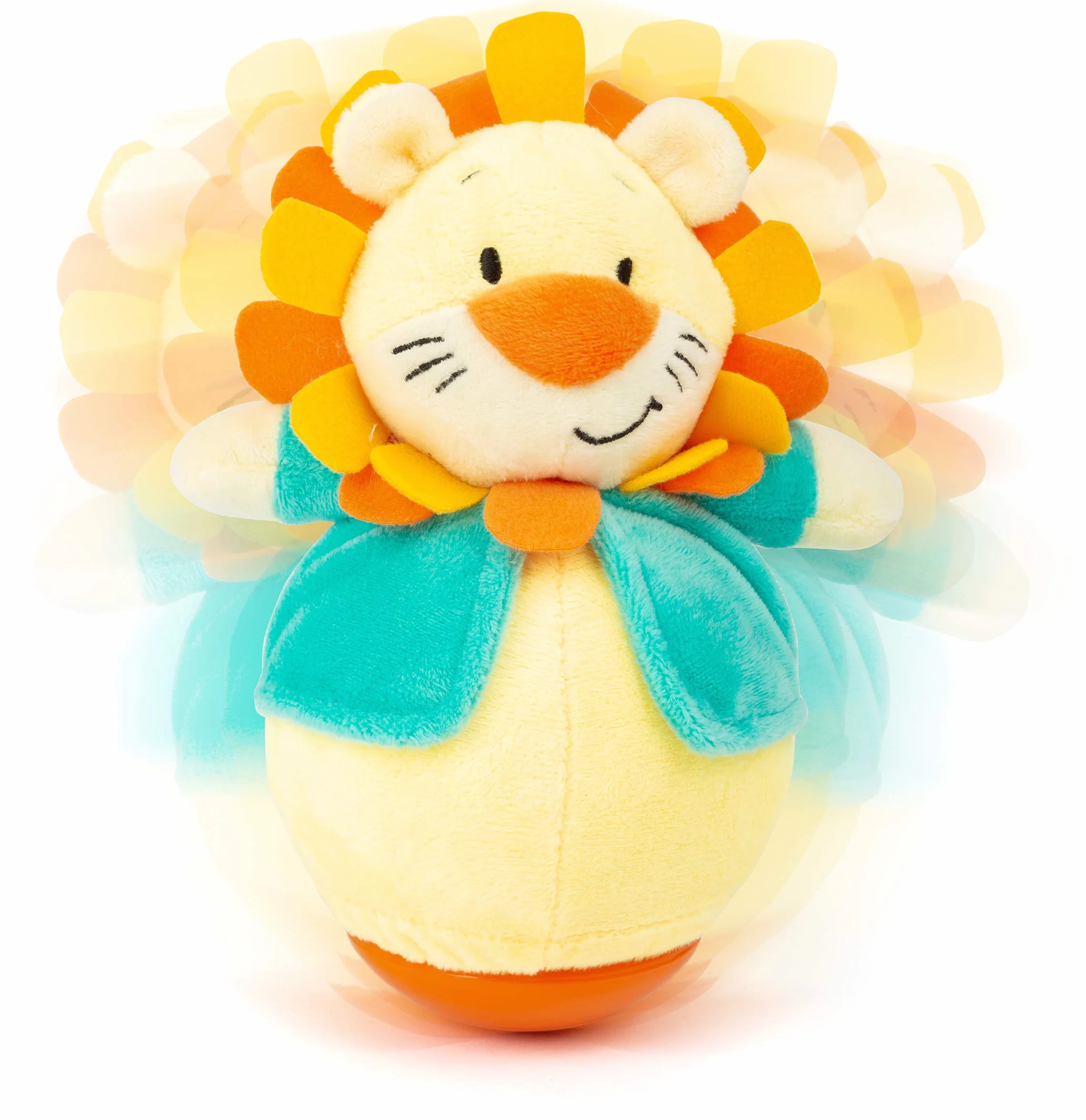 Small Foot 11426 Roly-Poly Lion, zabawne stojące pluszowe zwierzę do chwytania i dotykania, zabawka do nauki, wielokolorowe