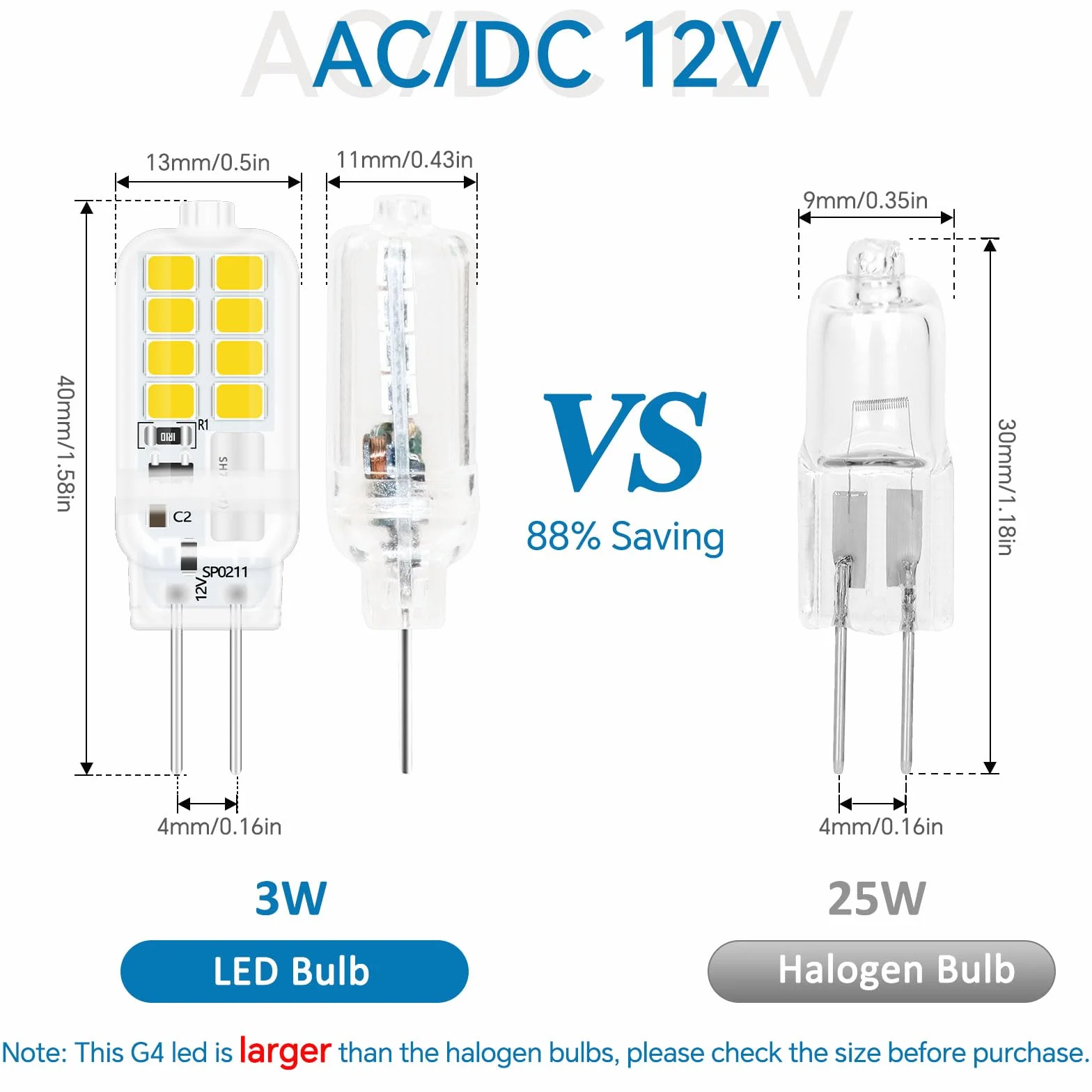 SCNNC Żarówka LED G4 12 V 3 W nie ściemnialna, 16 SMD 300 LM neutralna biel 4000 K, odpowiednik 25 W Halogen, do żyrandola, oświetlenia szafy, sypialni, oświetlenia krajobrazu, zestaw 6 sztuk