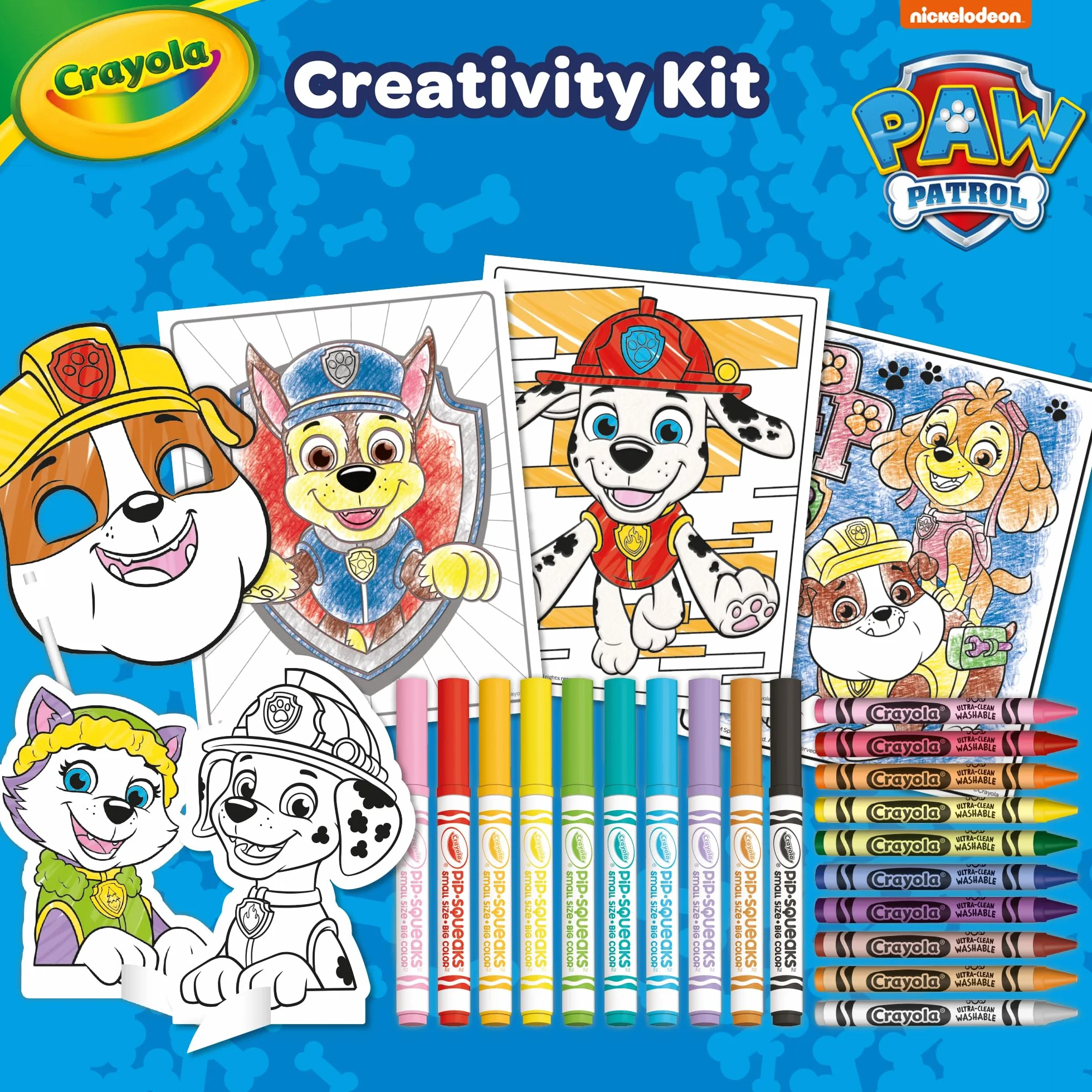 CRAYOLA - Kreatywny zestaw Psi Patrol, z kolorowankami, markerami, kredkami woskowymi, 60 sztuk, prezent dla dzieci i dziewcząt, od 4 lat, 04-2940
