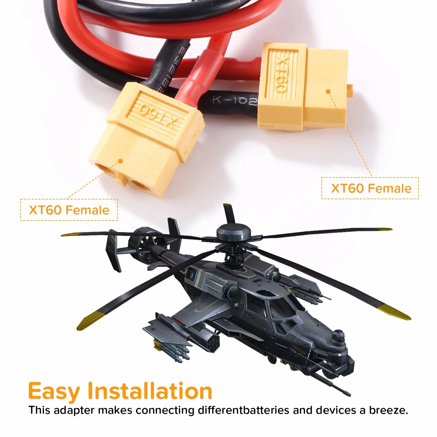 XT60 Przewód Przedłużający, XT60 Żeński do Żeński Wtyk Złącza, z 30cm 14AWG Silikonowym Kablem, do Akumulatora RC LiPo