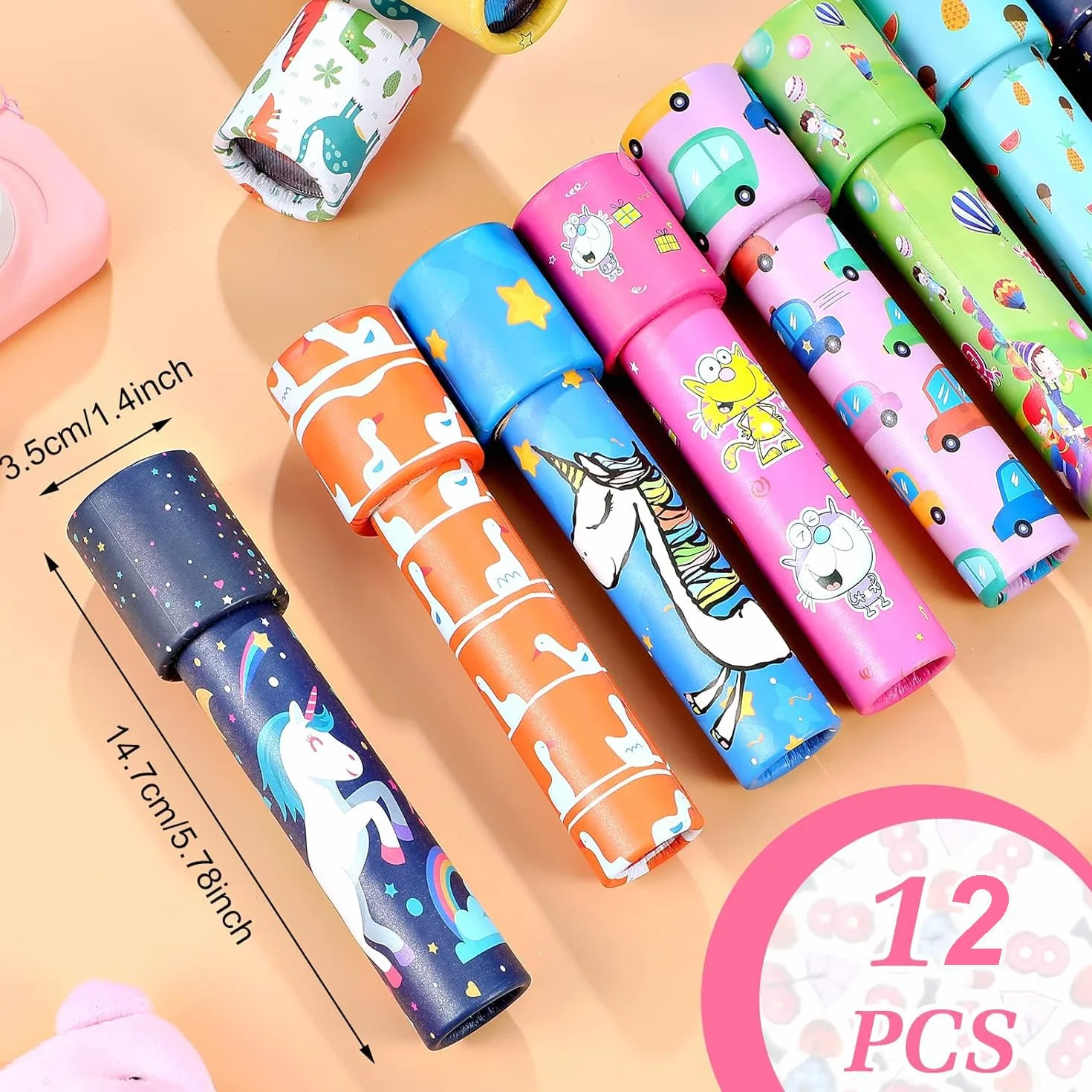 Piucrty Kalejdoskop dla dzieci, 12 szt., upominek na urodziny dziecka w wieku 8-10 lat, prezenty dla gości, upominki urodzinowe Tombola, nagrody dla dzieci, prezent pożegnalny, mały sensowny upominek