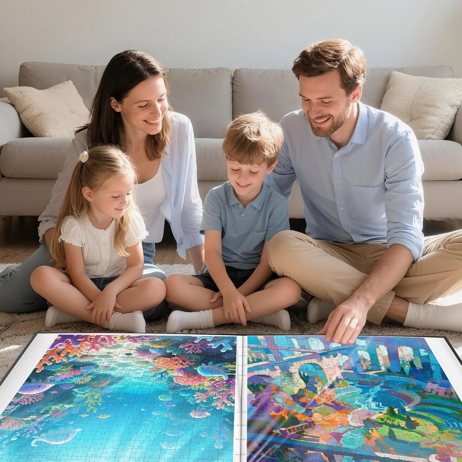 MOZOOSON Segregator do przechowywania puzzli na 1500 szt./1000 szt., akcesoria do puzzli z 25 kieszeniami, organizer o dużej pojemności, akcesoria pyłoszczelne i ochronne, dla entuzjastów