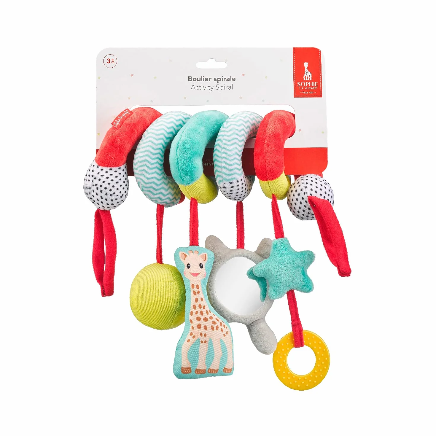 Sophie la Girafe - Abakus spirala zabawka wózek dziecięcy 230831, wielokolorowy, 6 sztuk