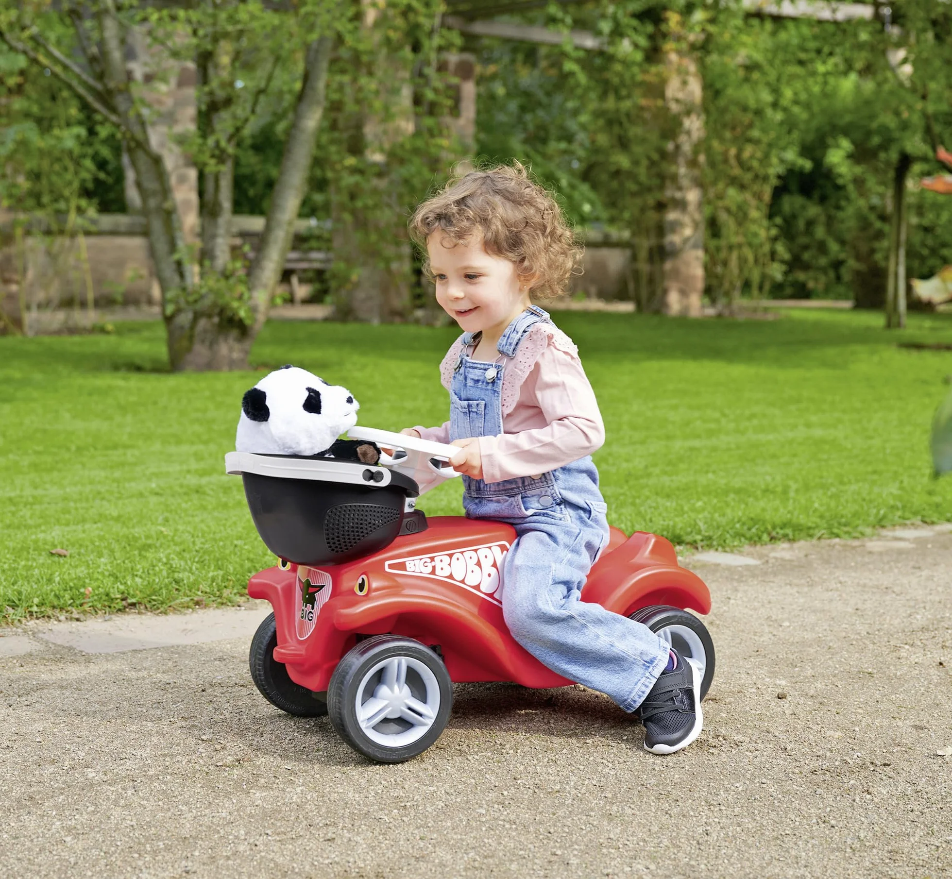 Big Bobby Car kosz bagażowy (czarno-biały) – akcesoria Bobby Car – koszyk z uchwytem i adapterem, kompatybilny ze wszystkimi samochodami Bobby, dla dzieci w wieku 1-5 lat
