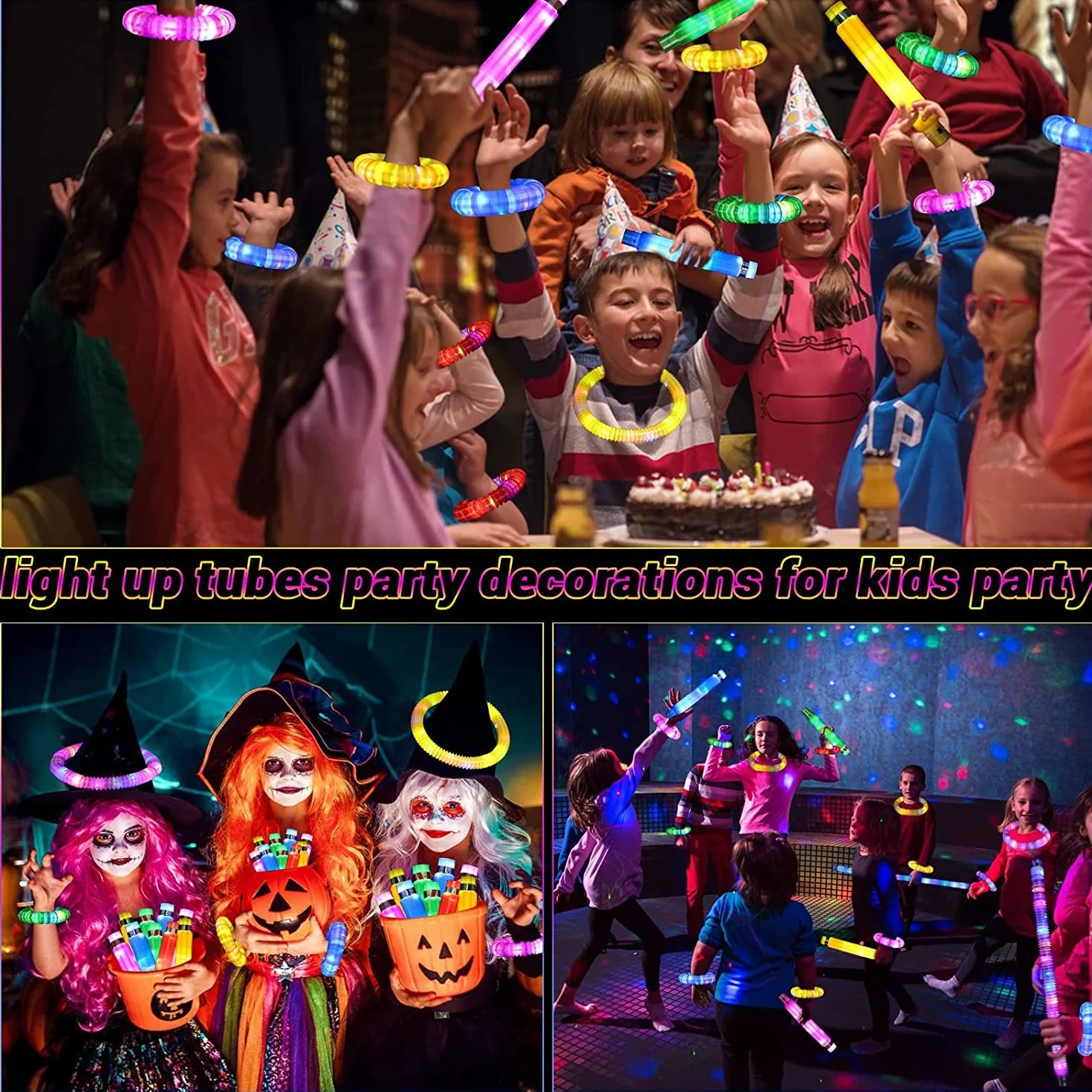 Piucrty 12 sztuk upominków na urodziny dziecka 2022 LED Pop Tubes Fidget Toys, bransoletki, dekoracja na imprezę, świecące pałeczki, kolorowe akcesoria, sensoryczne, zabawki, małe prezenty sylwestrowe