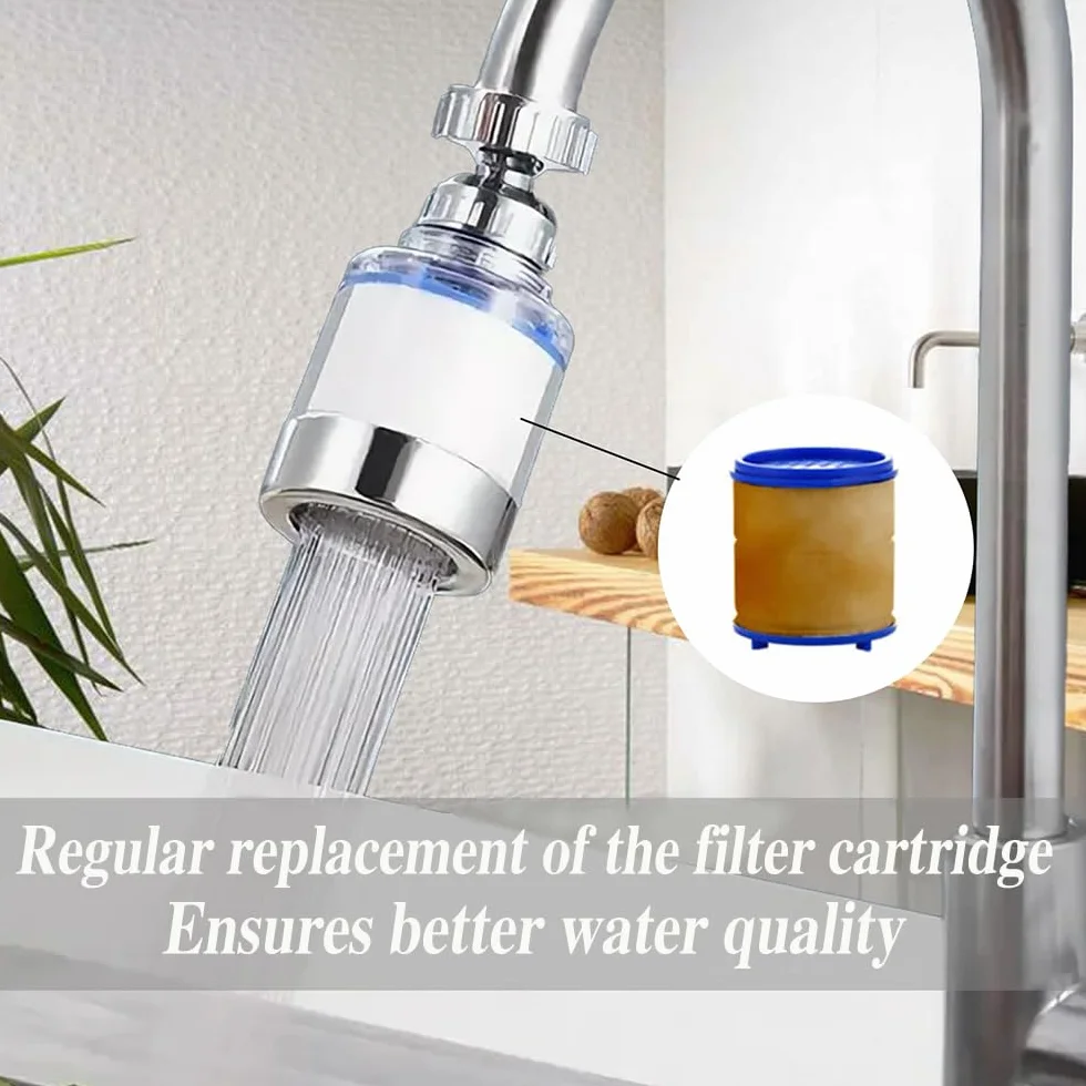 2 sztuki filtrów do wody, kran, obracany o 360°, filtr do kranu z 6 elementami filtrującymi z bawełny PP, odpowiedni do domu, umywalki, kuchni i łazienki
