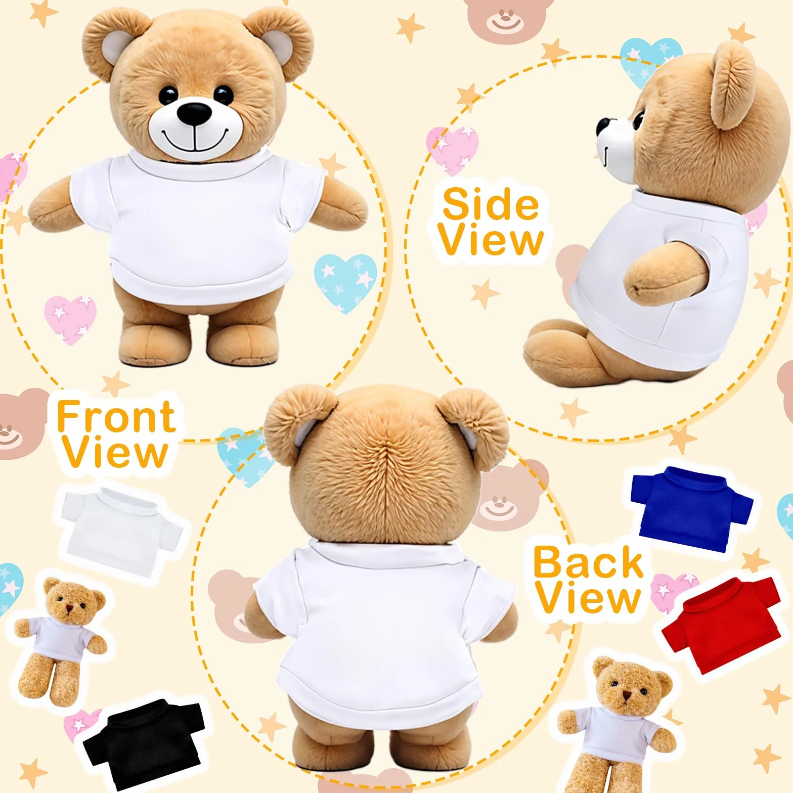 4 sztuki Build a Bear Clothes Mini Bear Ubranie Niedźwiedź Lalki Odzież Miś Odzież Pluszowe Zwierzę Ubrania 30-40 cm Niedźwiedzie Stwórz swoje własne pluszowe lalki na zewnątrz i akcesoria-B