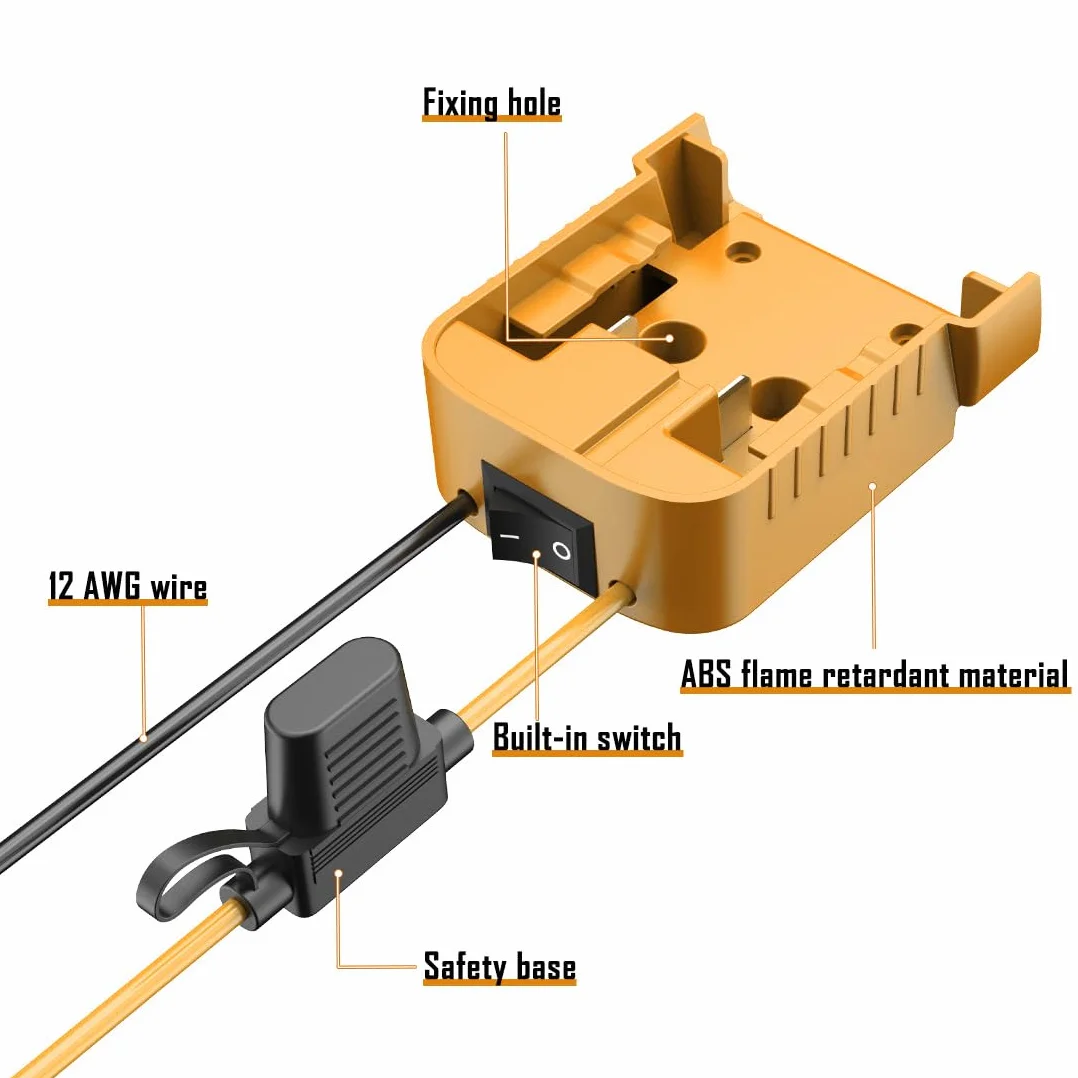 POFET Adapter do Akumulatorów Power Wheels, Dewalt 18-20V Battery Dock, Złącze Zasilania z Wyłącznikiem Bezpiecznika dla Zdalnie Sterowanych Zabawek Samochodowych i Robotyki