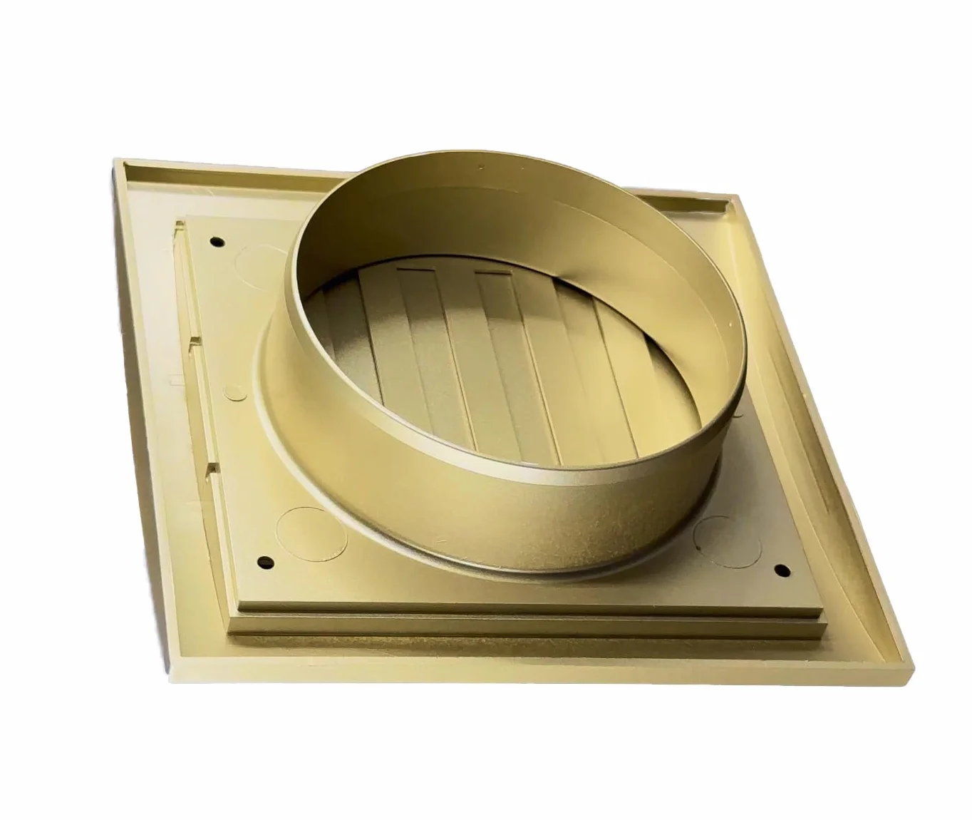 H&C VENT Kratka wentylacyjna, prostokątna, złota, 190 x 190 mm, Ø 150 mm, z suwakiem, ochrona przed owadami, z tworzywa sztucznego, ochrona przed warunkami atmosferycznymi, osłona na zewnątrz – kratka