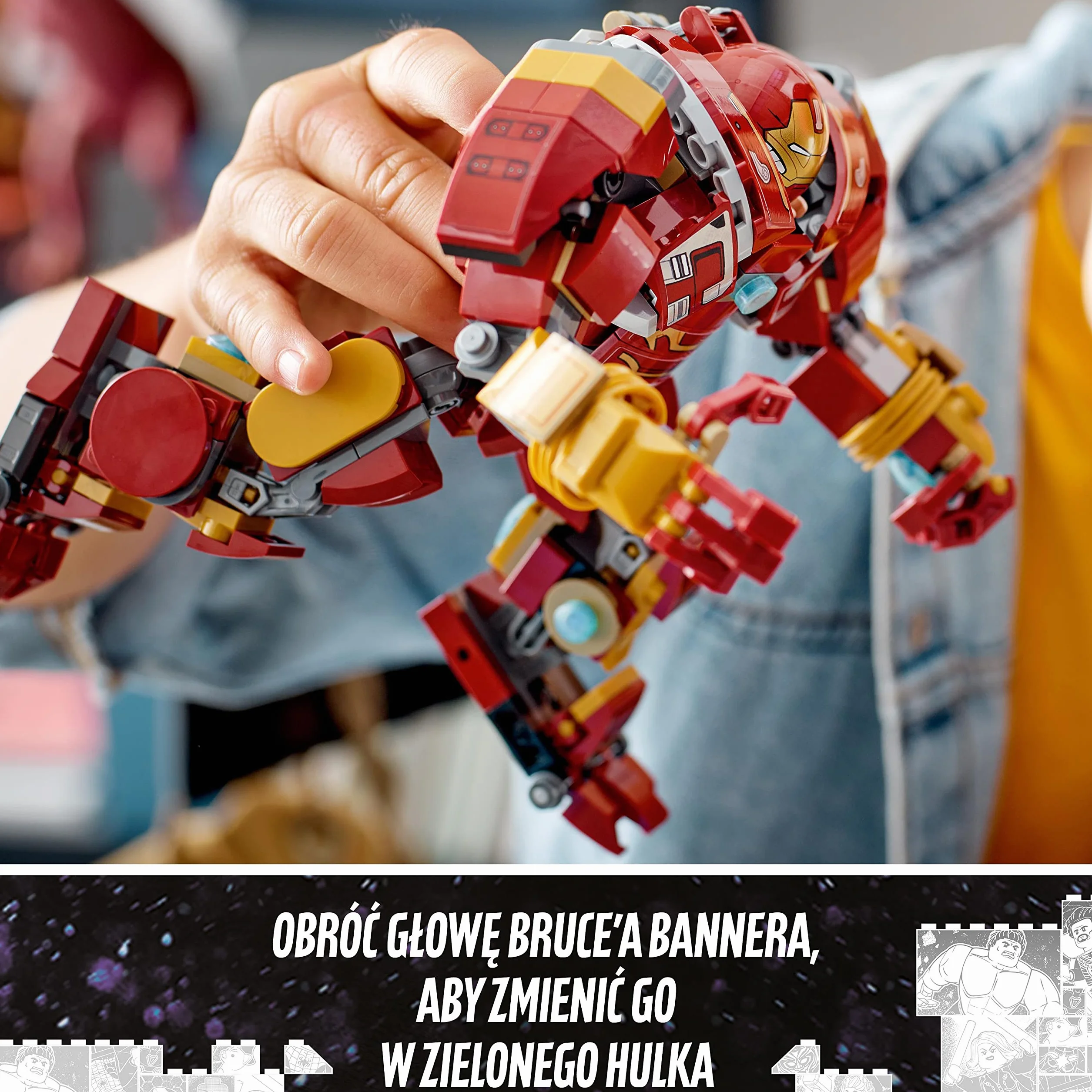 LEGO 76247 Marvel Hulkbuster: bitwa o Wakandę, Figurka Akcji, Zabawka do Budowania z Klocków Konstrukcyjnych z Minifigurką Hulka Bruce'a Bannera, Zestaw Kreatywny Avengers dla Dzieci