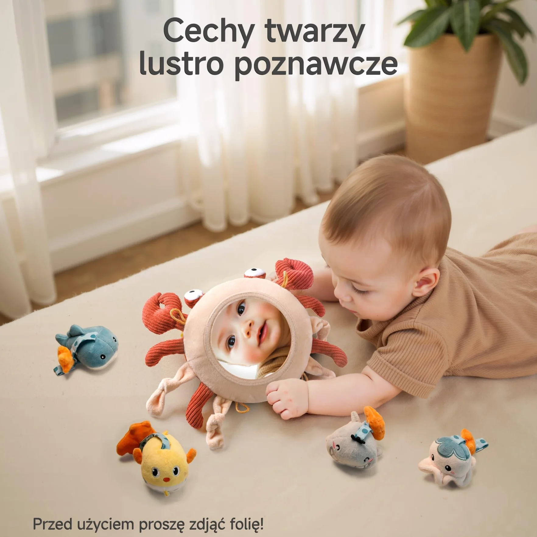 tumama wiszące zabawki dla dzieci brzuch czas lustro mobilna kołyska, aktywność pluszowe zwierzątko miękkie wózki dziecięce zestawy 0-12 miesięcy, noworodek, niemowlę, maluch prezent urodzinowy