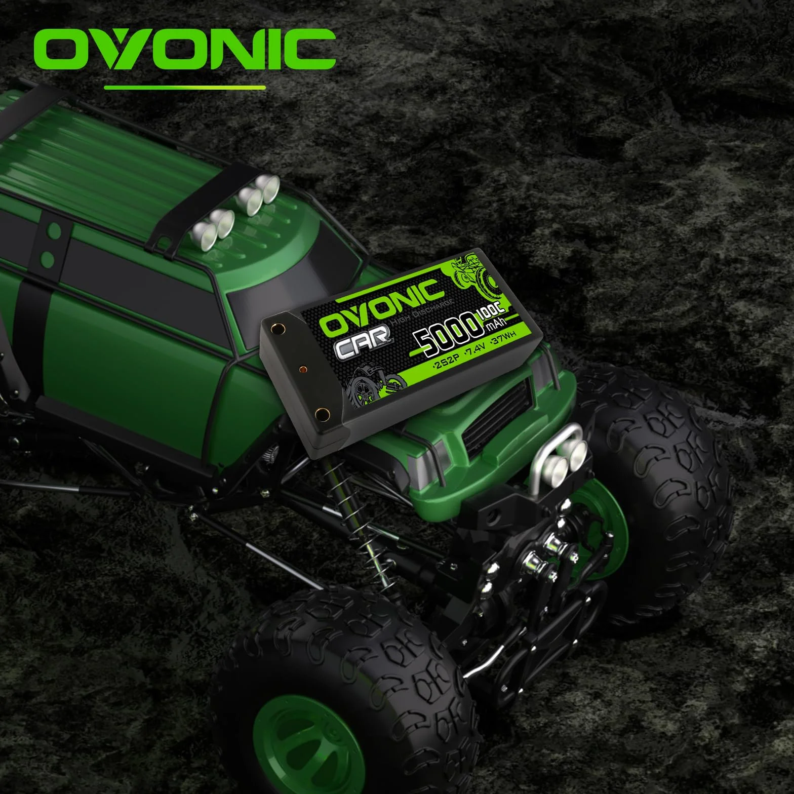OVONIC 2s Lipo akumulator 7,4 V 5000 mAh 100C Shorty Lipo akumulator twardy etui z 4-mm pociskiem złącze wtykowe do pojazdów RC w skali 1:10