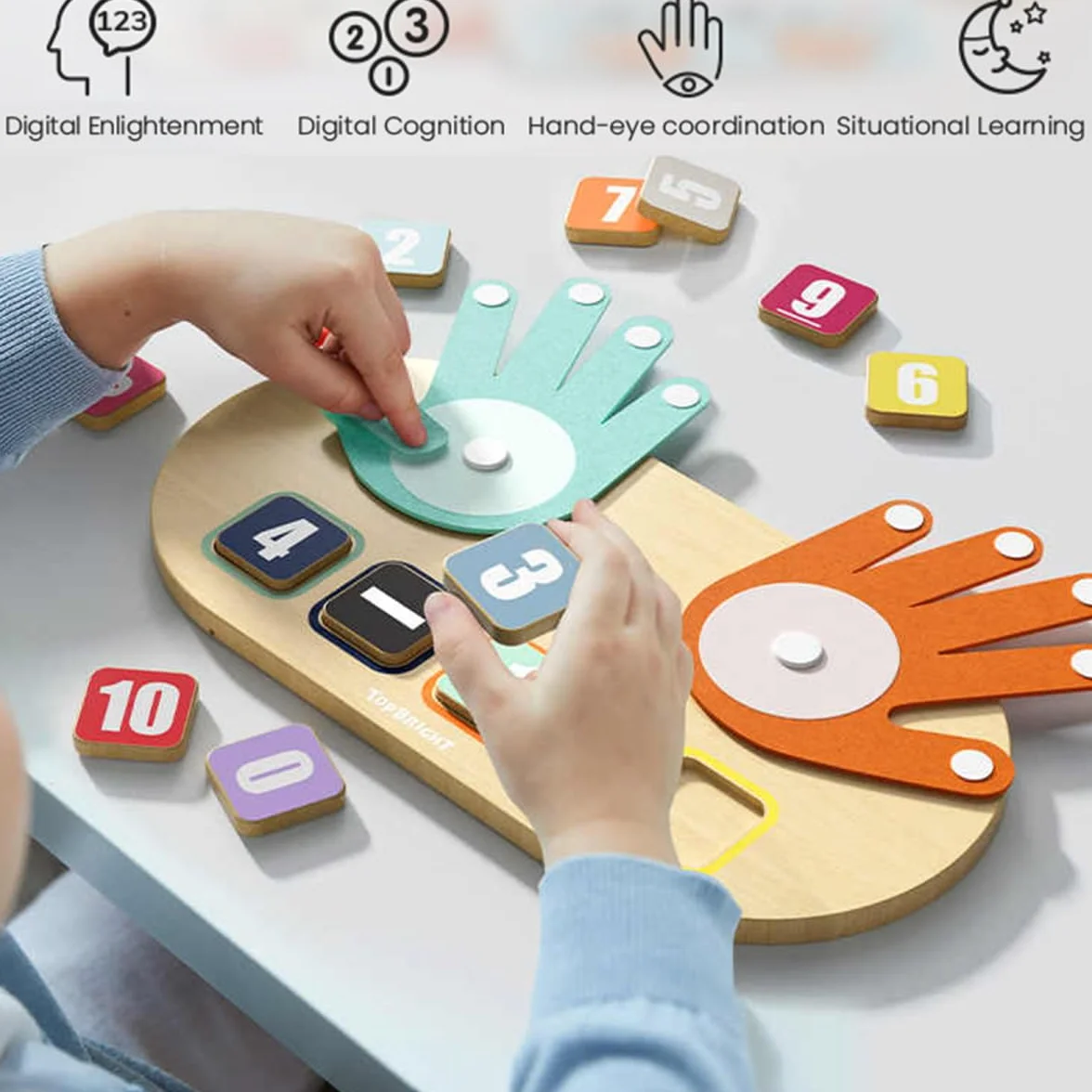 TOP BRIGHT Drewniana zabawka matematyczna do nauki liczenia dla dzieci, zabawka edukacyjna, zabawka edukacyjna dla dzieci w wieku 3, 4, 5 lat, dla chłopców i dziewczynek, prezent