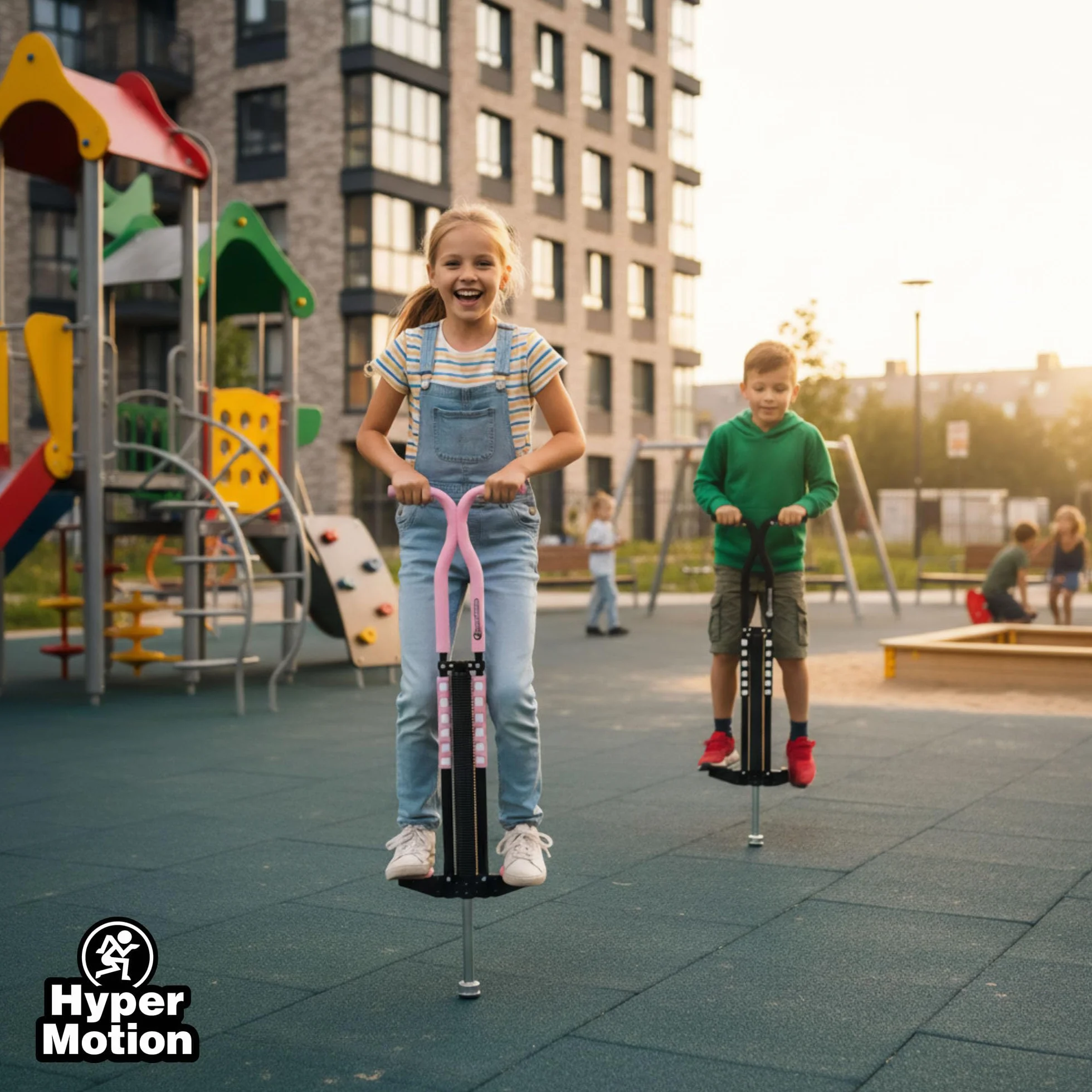 HyperMotion Skoczek POGO dla Dzieci 9–14 Lat, Urządzenie Treningowe do 50 kg, 2,35 kg, System Sprężynowy, Kolor Różowy