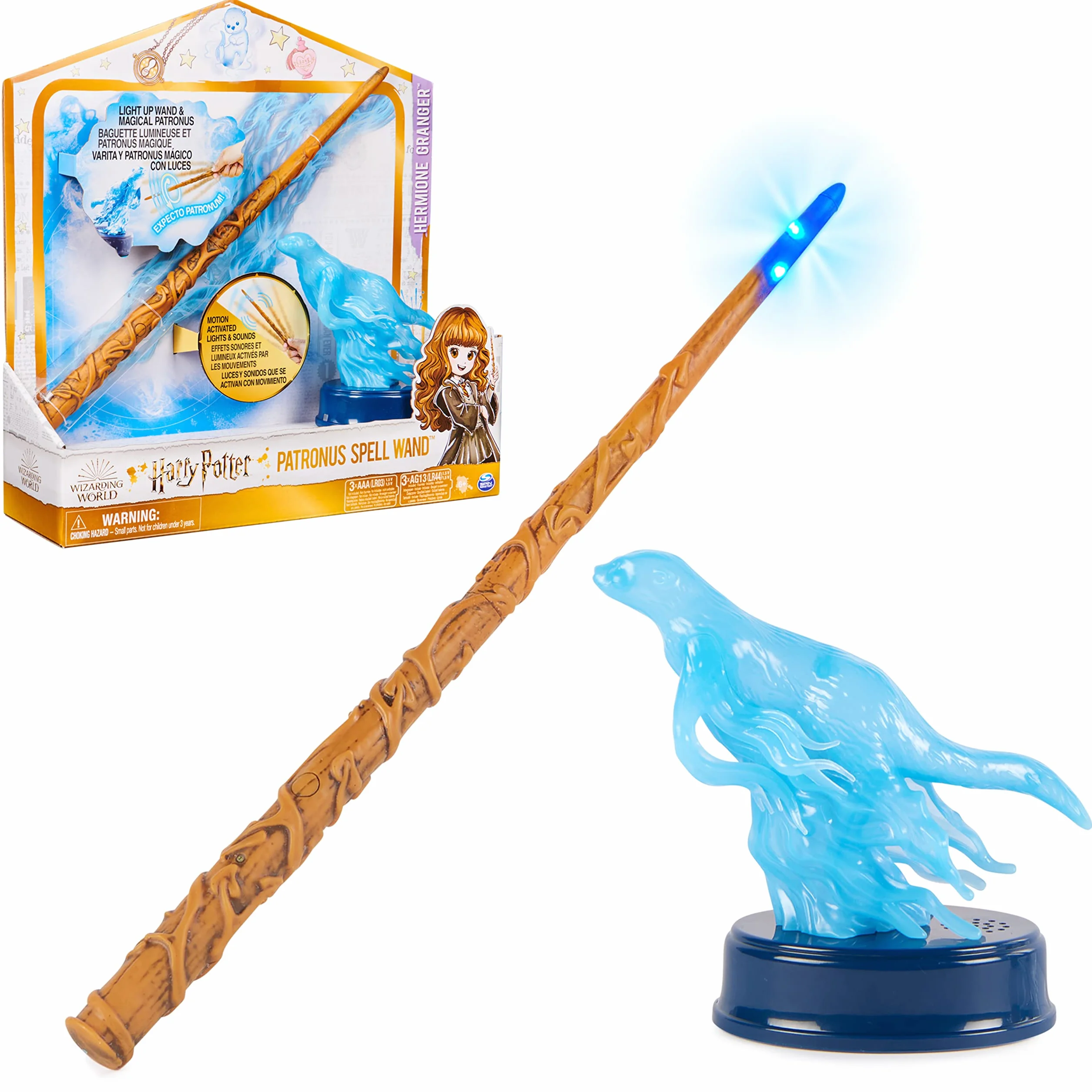 Oficjalny świat czarodziejów, 30 cm Hermiona Granger Patronus Light-up różdżka projekcyjna | Harry Potter fantazyjne przebranie zabawki do odgrywania ról dla dzieci w wieku od 6 lat