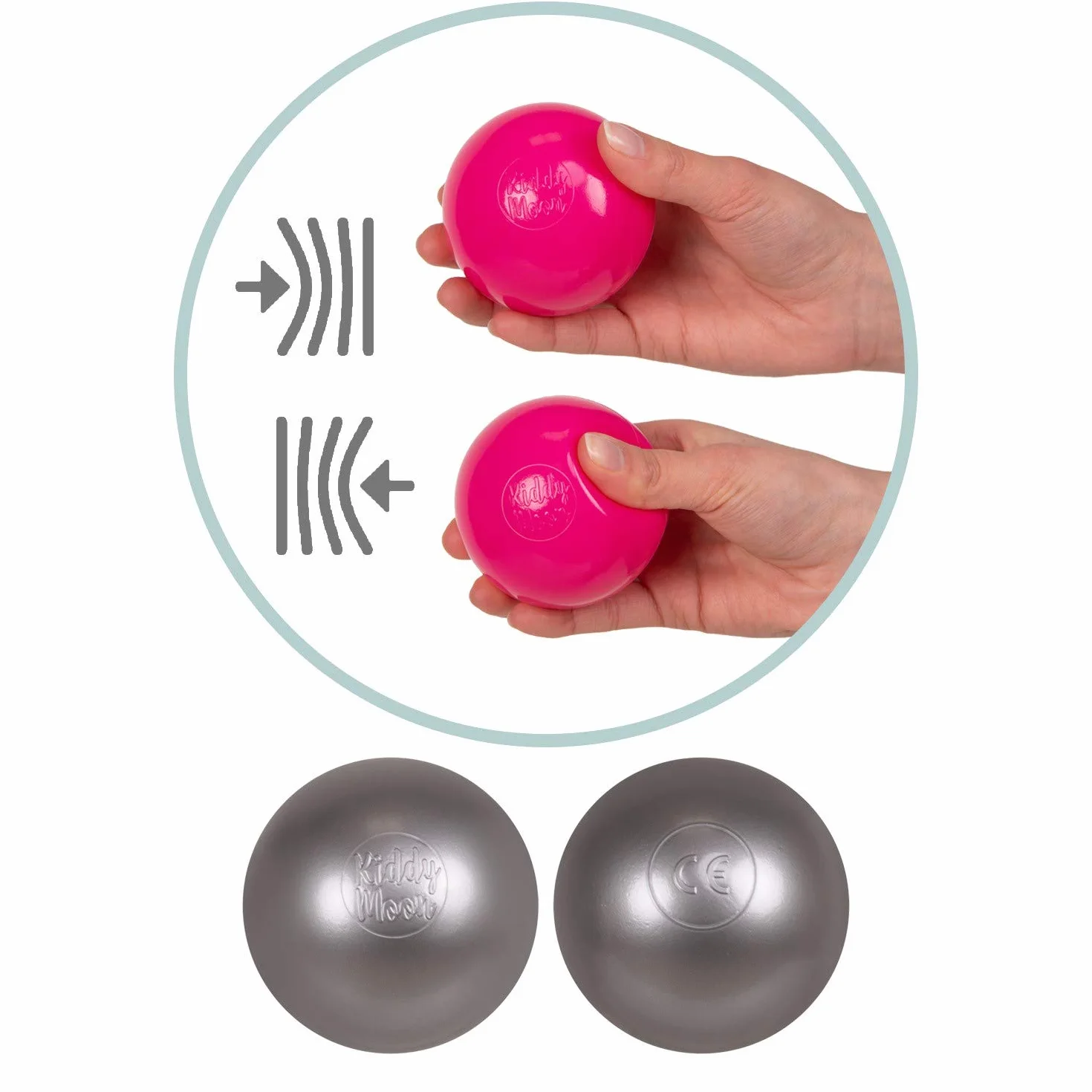 KiddyMoon Plastikowe Piłeczki 100 Sztuk ∅ 7Cm Dla Dzieci, Wielokolorowe Zestawy Kulek Do Zabawy, Perła-Transparent