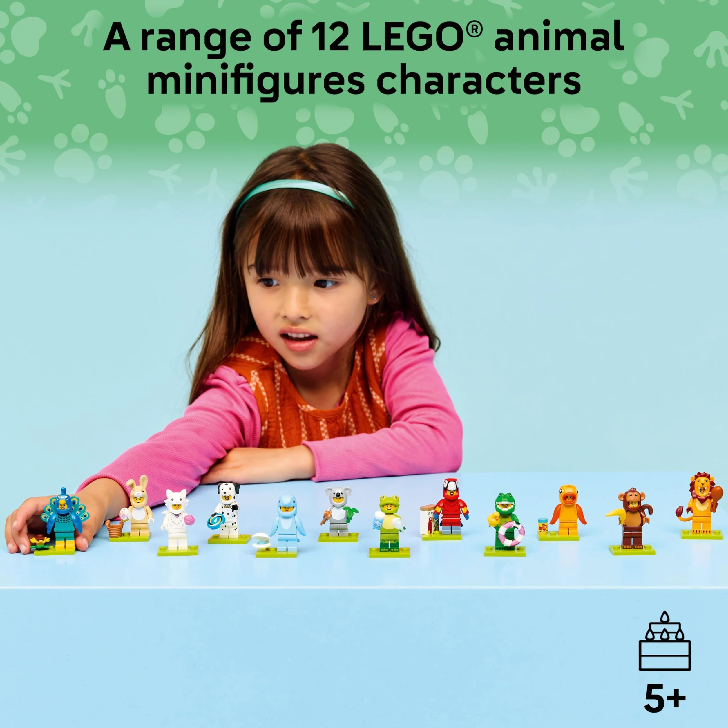 Lego Minifigurki z serii 28 z 12 figurkami: kompletny zestaw minifigurek Lego serii 71051 zwierzęta (w zestawie z płytkami z nadrukiem)