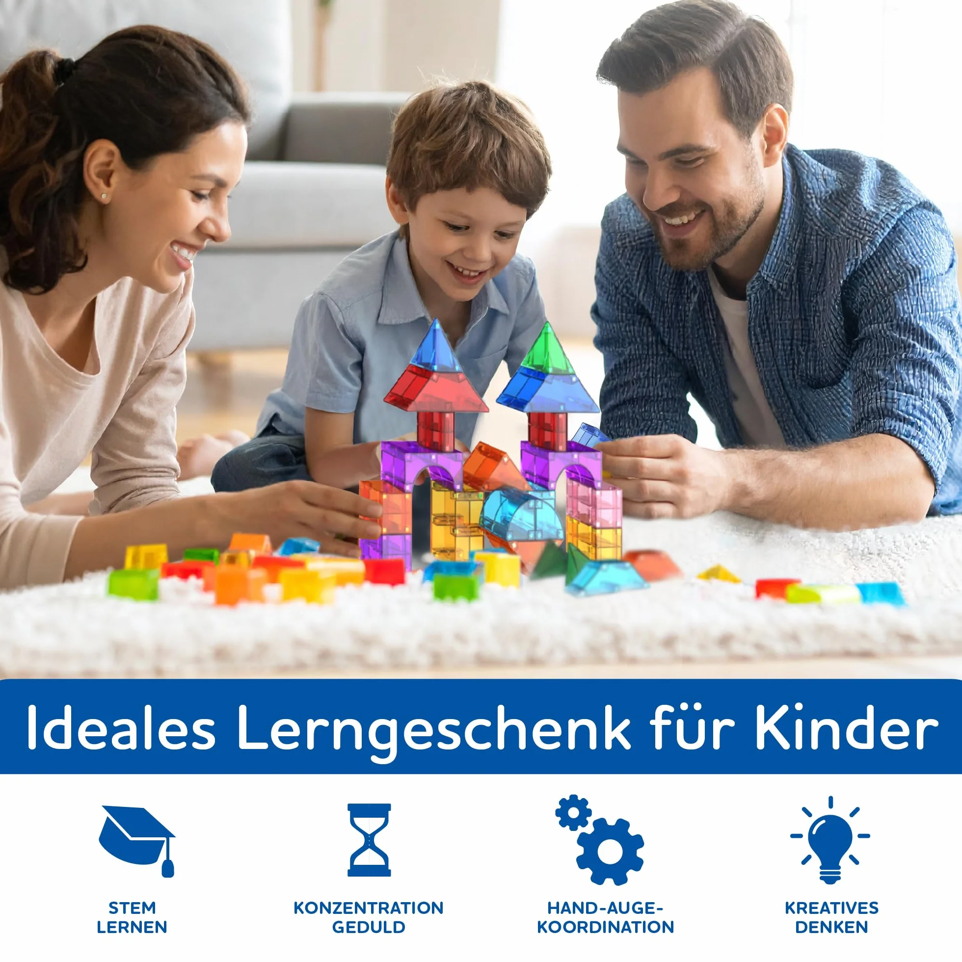 Cubixx - 3D Magnetyczne klocki dla dzieci od 3+ lat, kreatywna zabawka edukacyjna w 64-częściowym zestawie, magnetyczna zabawka konstrukcyjna dla dziewcząt i chłopców, zabawka Montessori STEM