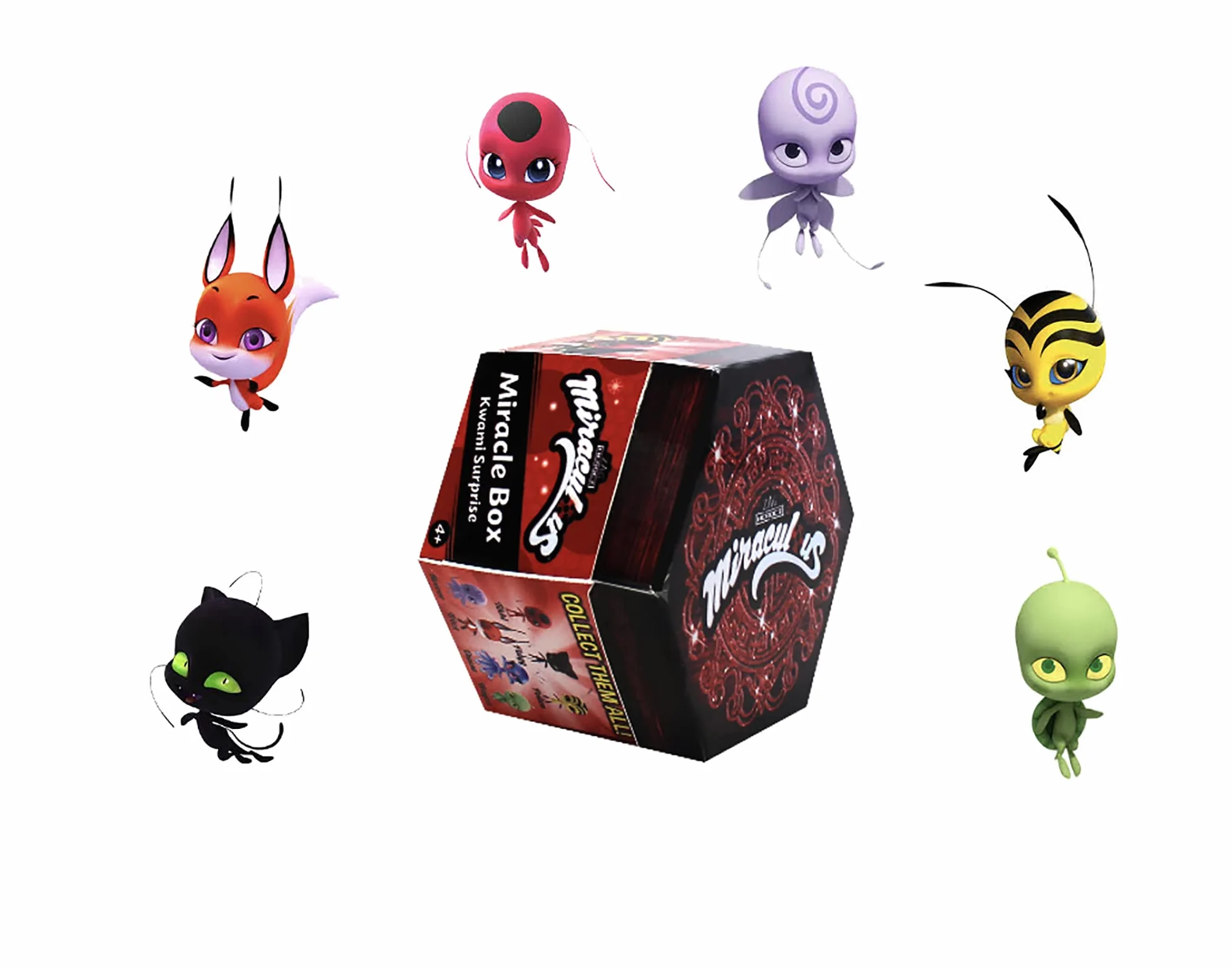 Miraculous Bandai Kwami pudełko niespodzianka – Kwami minifigurka do kolekcjonowania w pudełku Miracle Box – losowo wybrany model – P50500