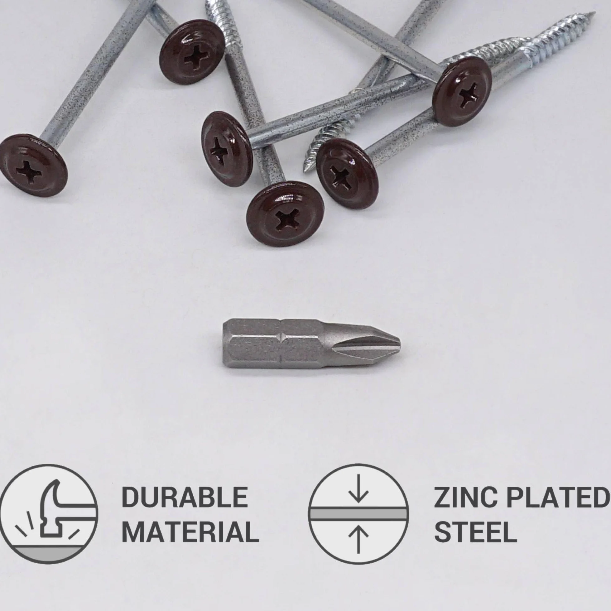 SKIR'CO (40 szt.) Malowane wkręty samogwintujące do drewna 4,2 x 65 mm, wkręt metalowy, łeb kratownicowy o zmodyfikowanym PH (czekoladowy brąz RAL 8017)