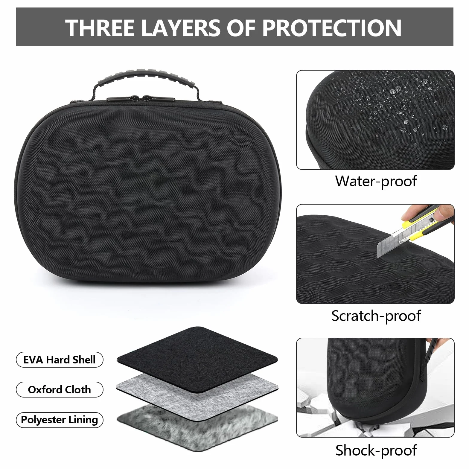 Hard Case for Meta Quest 3S/Quest 3,przenośne etui ochronne do zestawu słuchawkowego dla graczy Meta Quest 3S/Quest 3 i akcesoriów Touch Control,ochrona przed przypadkowymi uderzeniami,upadkami i