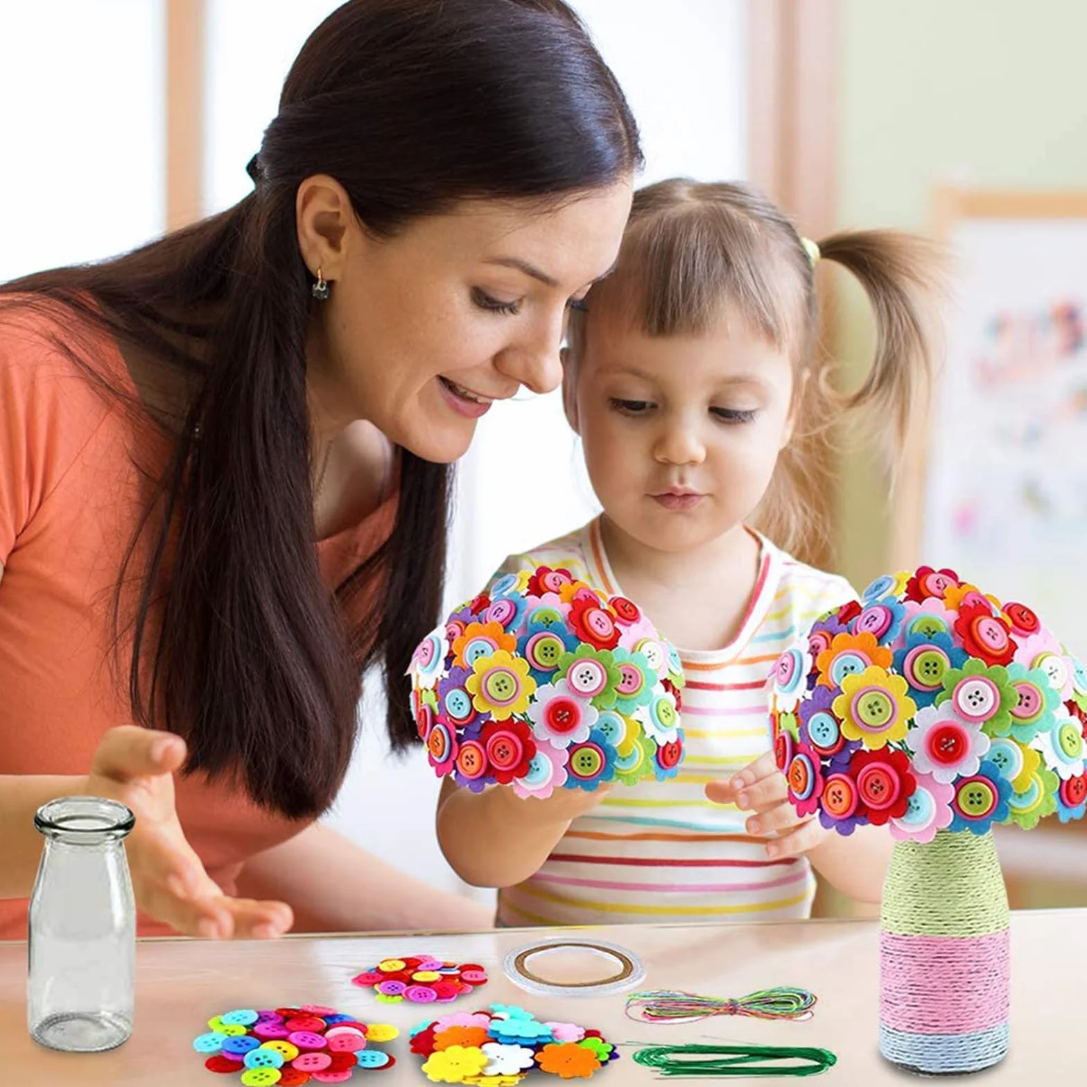 Afufu Zestaw do majsterkowania dla dzieci w wieku 5, 6, 7, 8, 9+, zabawki dla dziewczynek, zestaw do robienia kwiatów i bukietów, edukacyjna gra dla dzieci, zestaw do samodzielnego wykonania wazonu