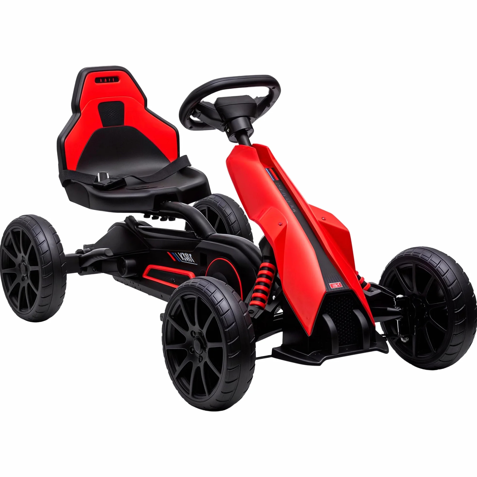HOMCOM Kart na pedały dla dzieci, go-Kart z regulowanym siedziskiem 4-pozycyjnym, ciche koła EVA, 100 x 58 x 58,5 cm, rower i pojazd dziecięcy, czerwony i czarny