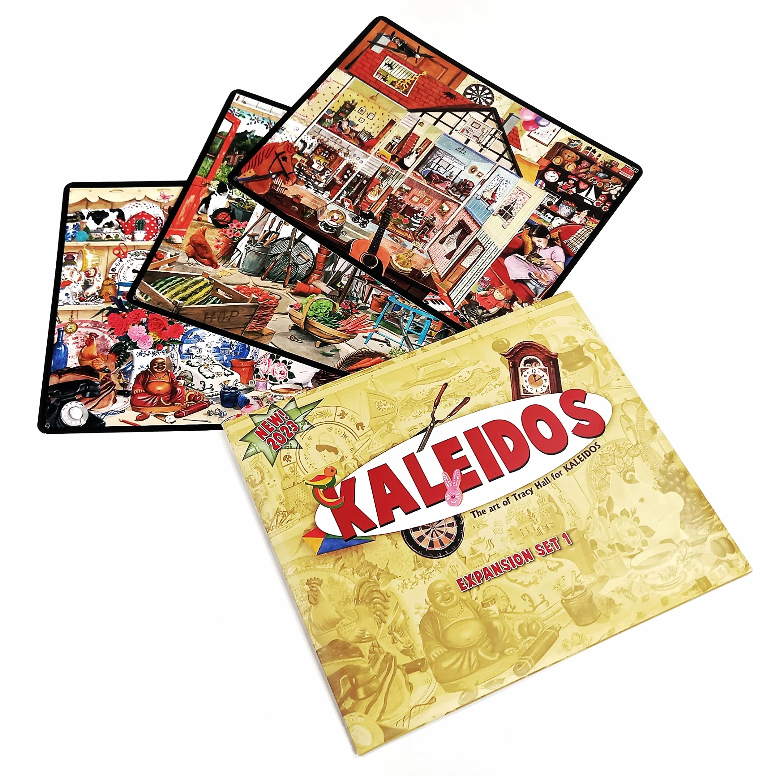 Kaleidos zestaw rozszerzeń 1 | 10 nowych ilustracji | 4 ilustrowane zestawy tablic | pasuje do wszystkich wersji Kaleidos z metalowym pudełkiem, obrazy artystyczne Tracy Hall