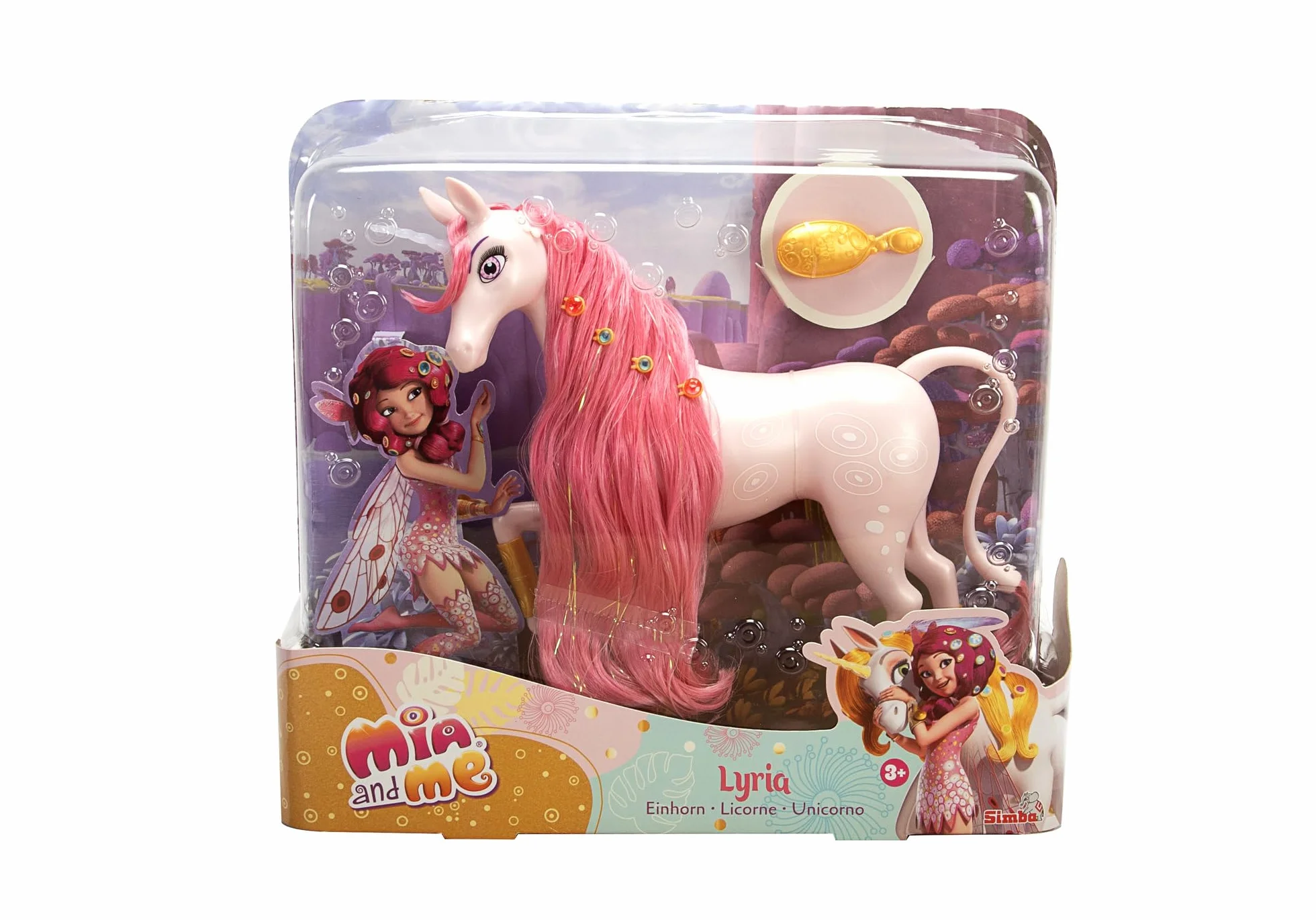 Simba 109480094 - Mia and Me Jednorożec Lyria, z Klipsami do Włosów i Szczotką, 25 cm Koń do Zabawy, Kucyk, od 3 Lat