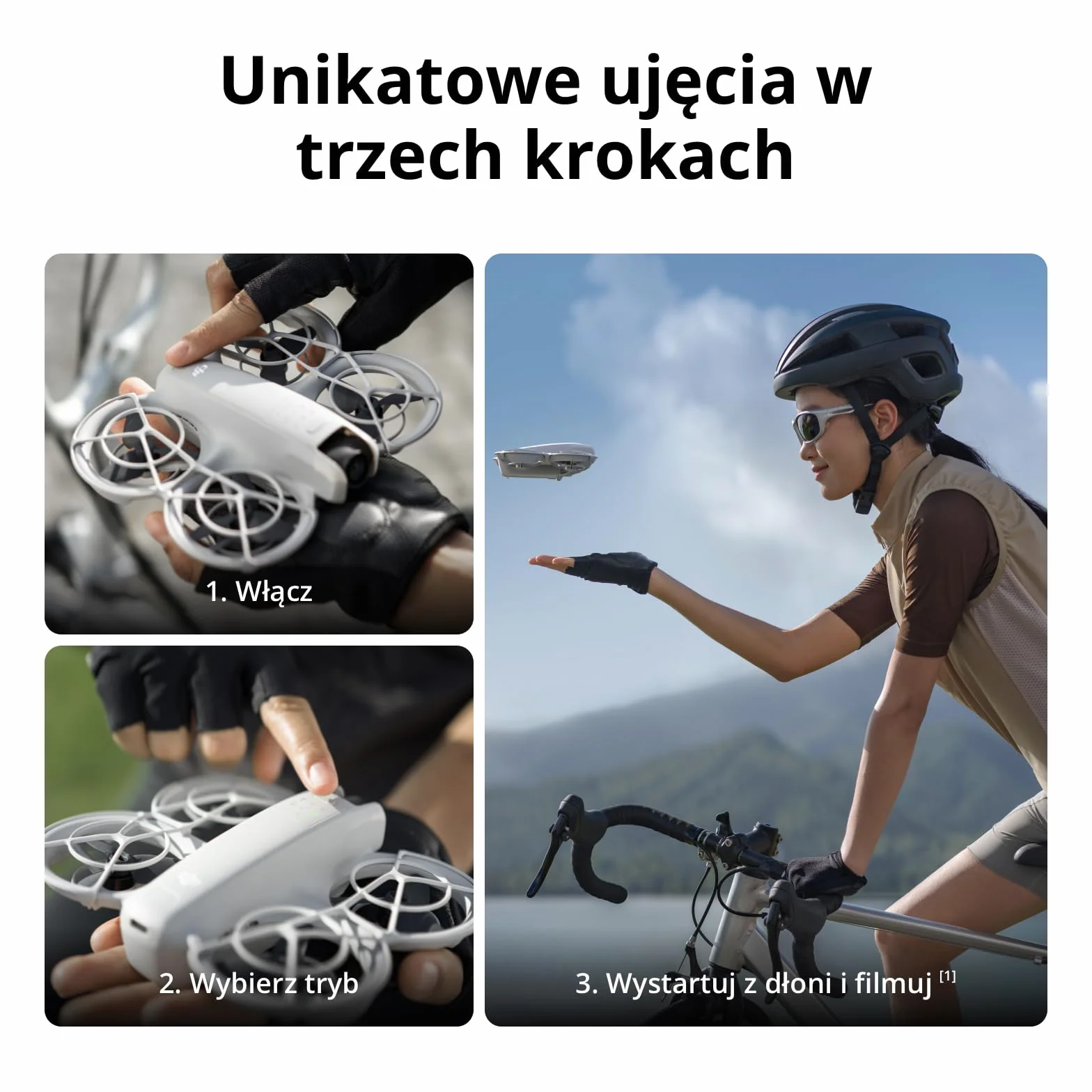 DJI Neo, mini dron z kamerą 4K UHD dla dorosłych, 135 g samodzielnie latający dron śledzący użytkownika, start z dłoni, śledzenie obiektu, QuickShots, stabilizacja wideo (nie wymaga kontrolera)