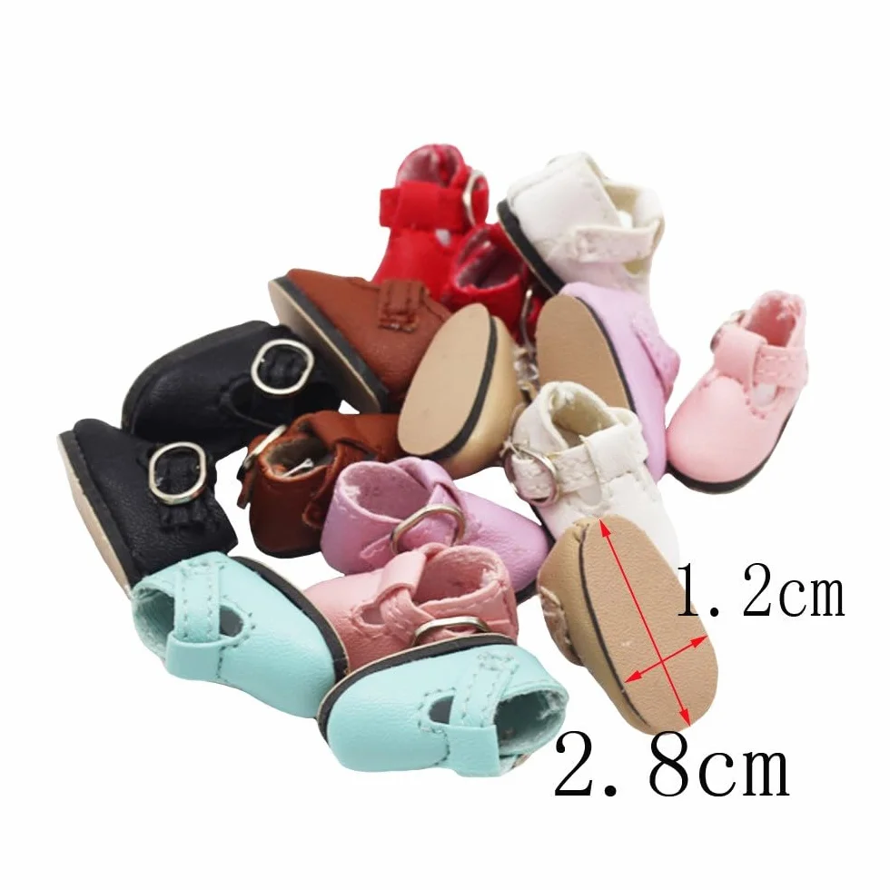 Skórzane buty z klamrą do 1/6 Blythe Momoko AZONE Doll buty na co dzień akcesoria do kostiumu 2,8 * 1,2 cm (#B)