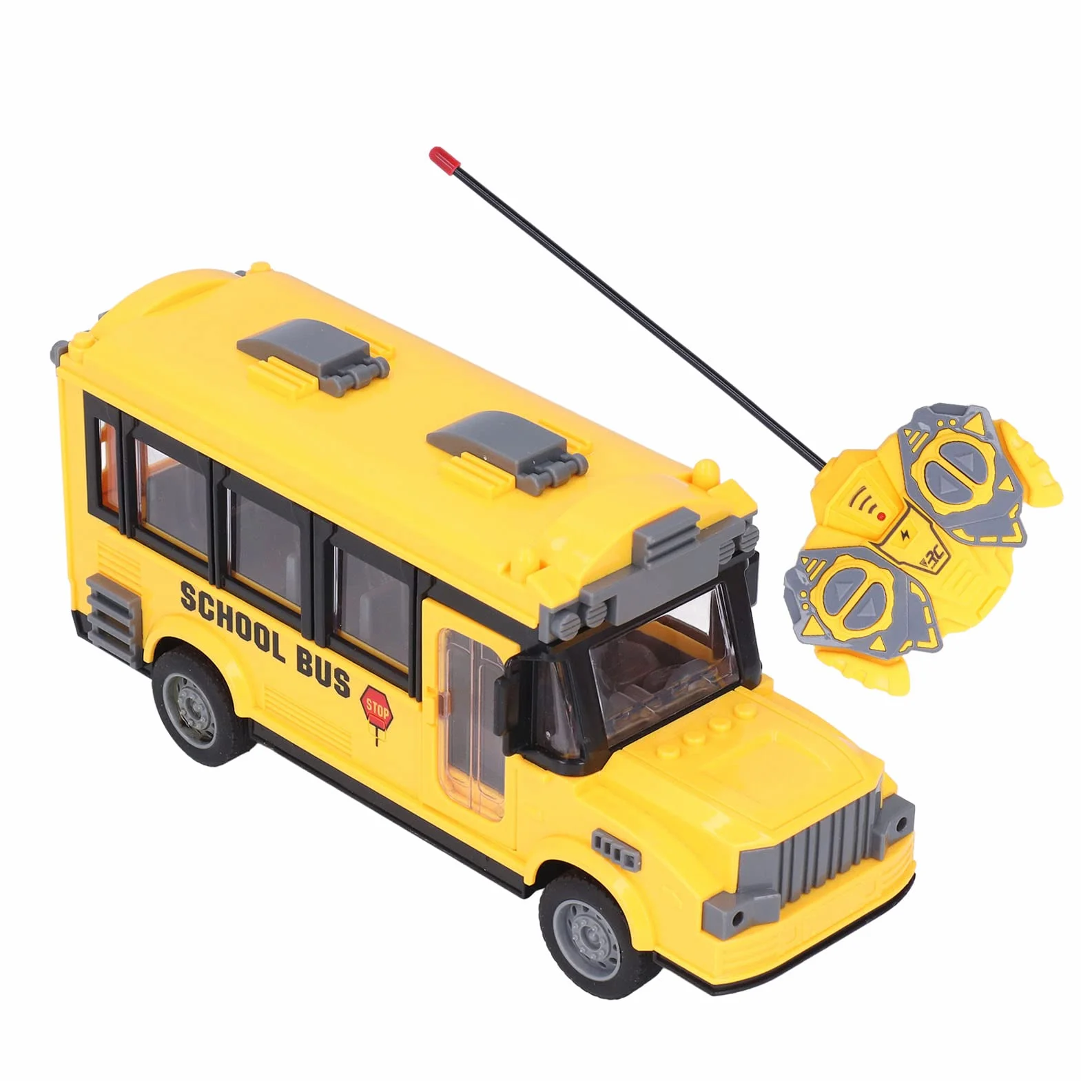 Zabawkowy Autobus Szkolny, Skala 1/30, śWiatła Przednie i Nadwozia, RęCznie Otwierane Prawe Drzwi Kabiny, Autobus Zdalnego Sterowania dla Dzieci