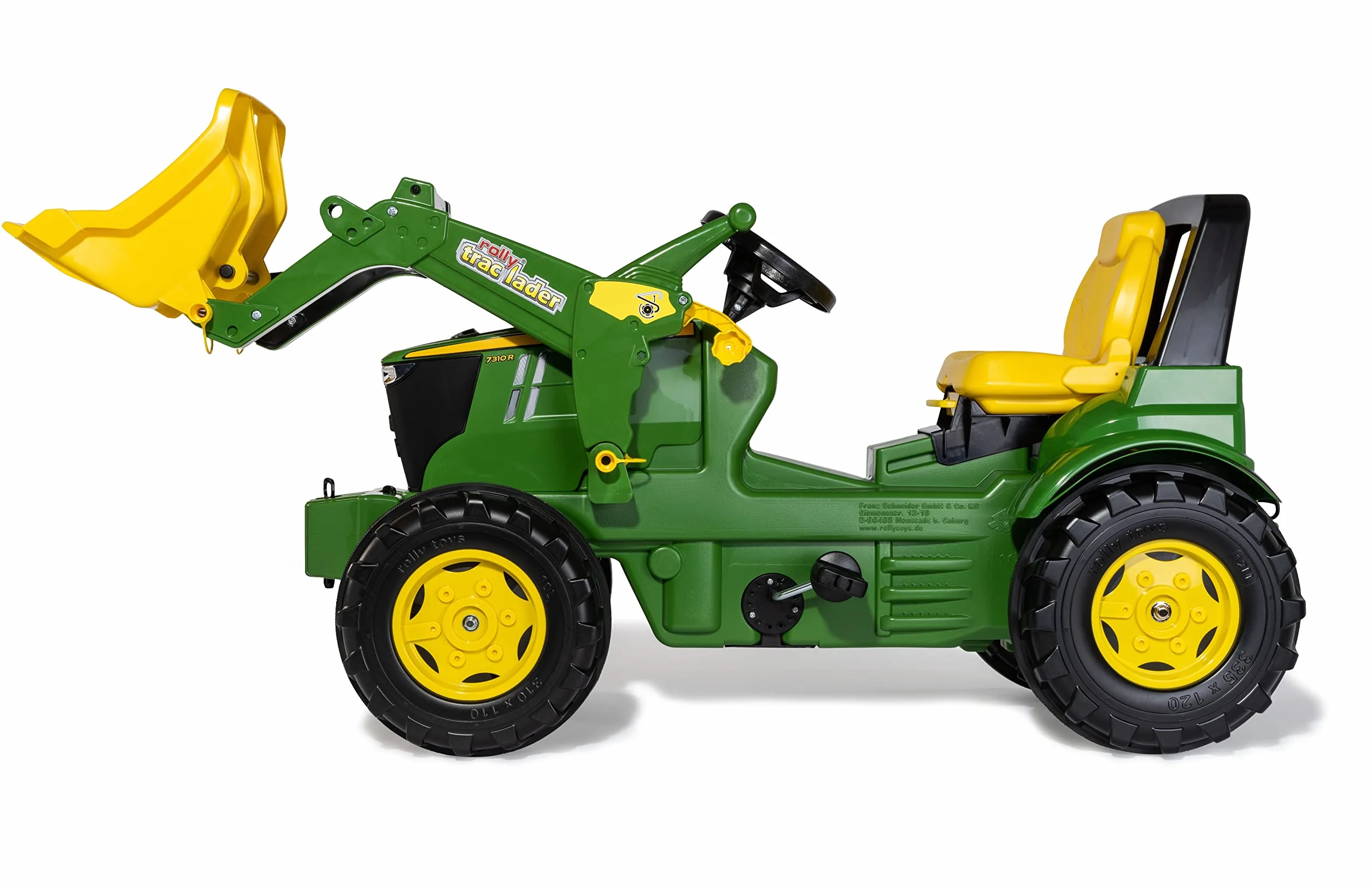 Rolly Toys Traktor na pedały RollyFarmtrac Premium John Deere 7R 730032 (w zestawie ładowarka rollyTrac, od 3 lat, siedzisko z regulacją długości i wysokości, opony szeptane), zielony