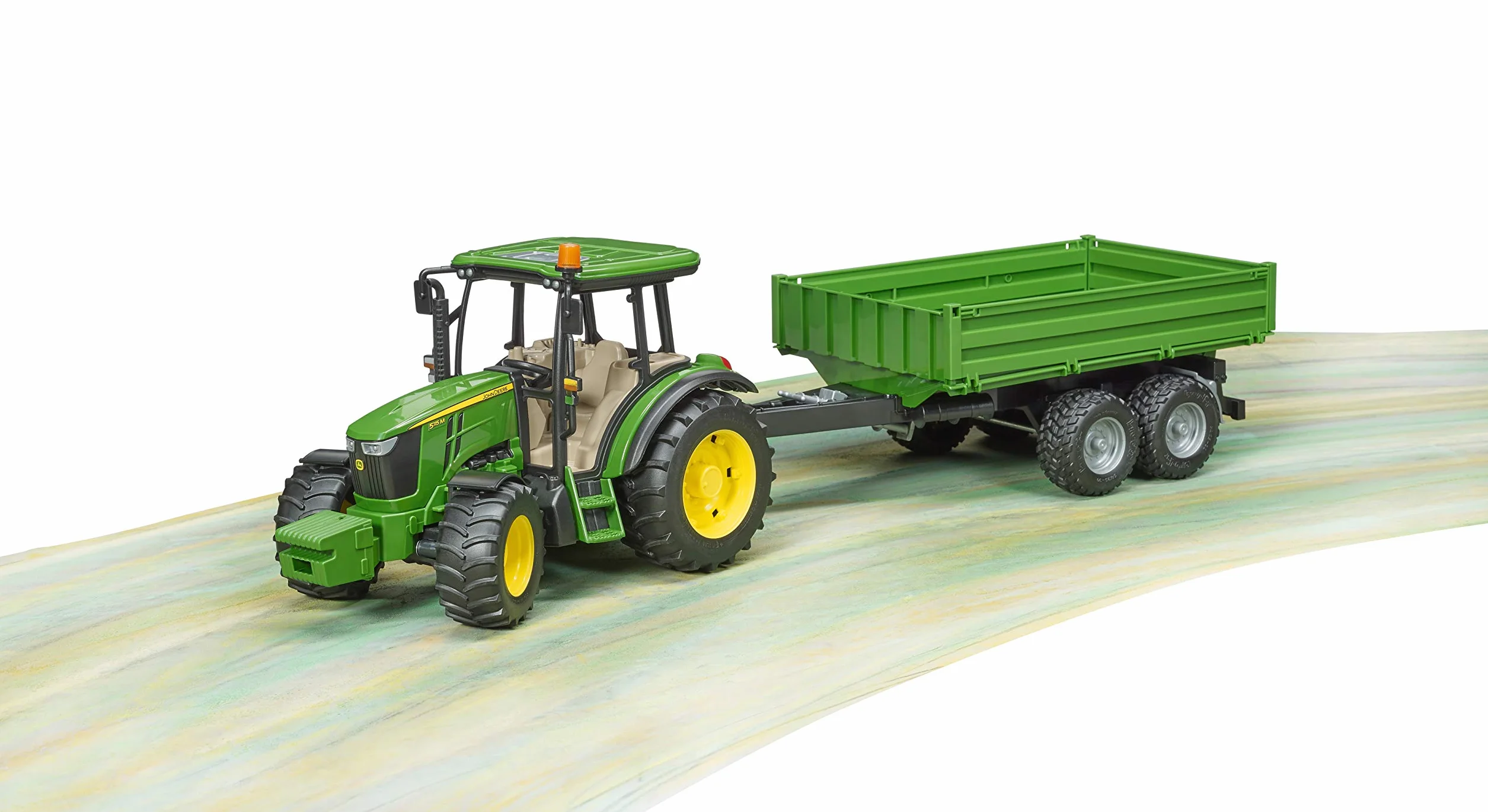bruder 02108 - John Deere 5115 M z przyczepą burtową - 1:16 Zabawka, Farma, Rolnictwo, Ciągnik, Ciągnik siodłowy, Bulldog, Przyczepa, Wywrotka