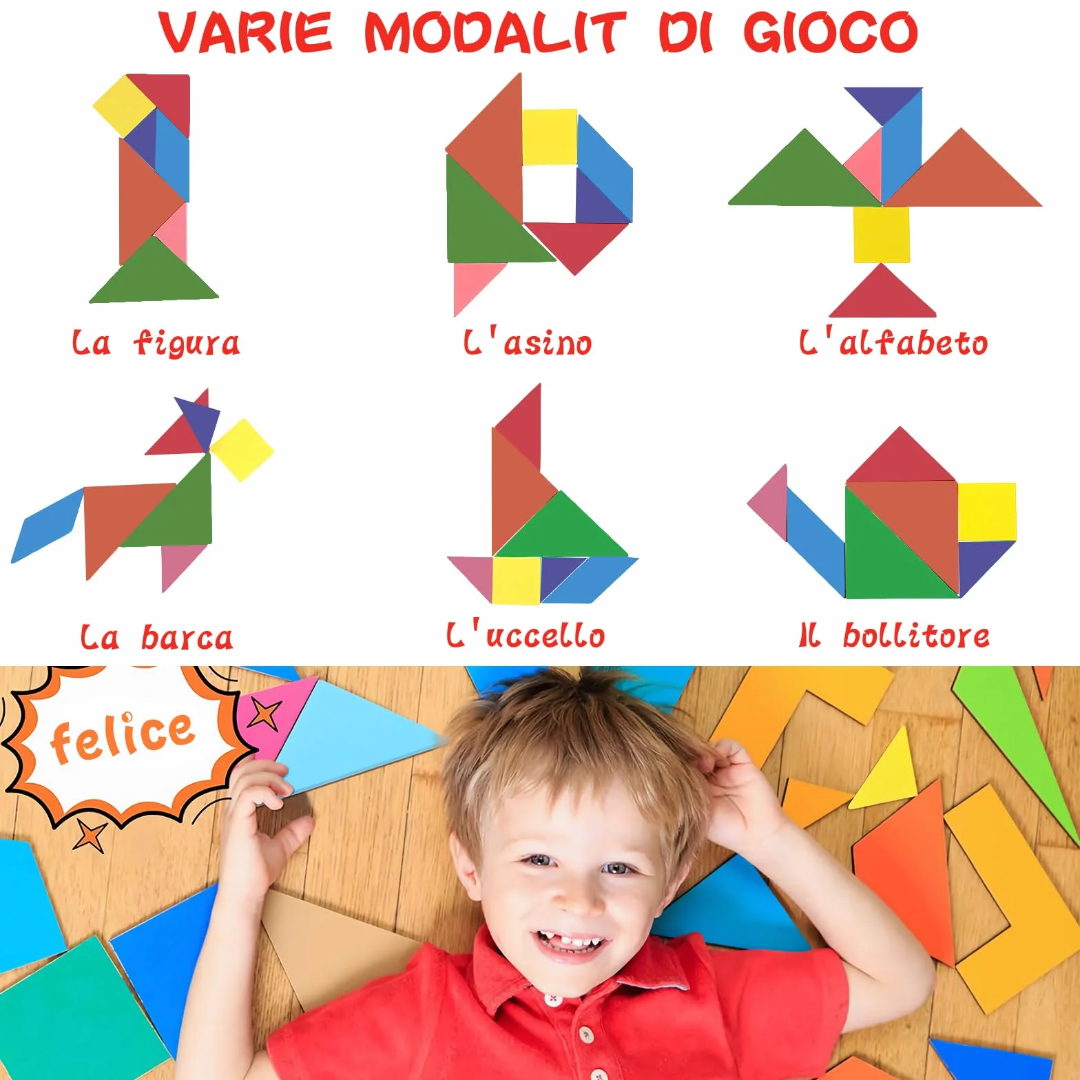 Tangram zestaw 24 gadżetów na urodziny dziecka, prezenty urodzinowe dla dzieci, fantastyczna gra logiczna, Tangram puzzle, prezenty dla dzieci