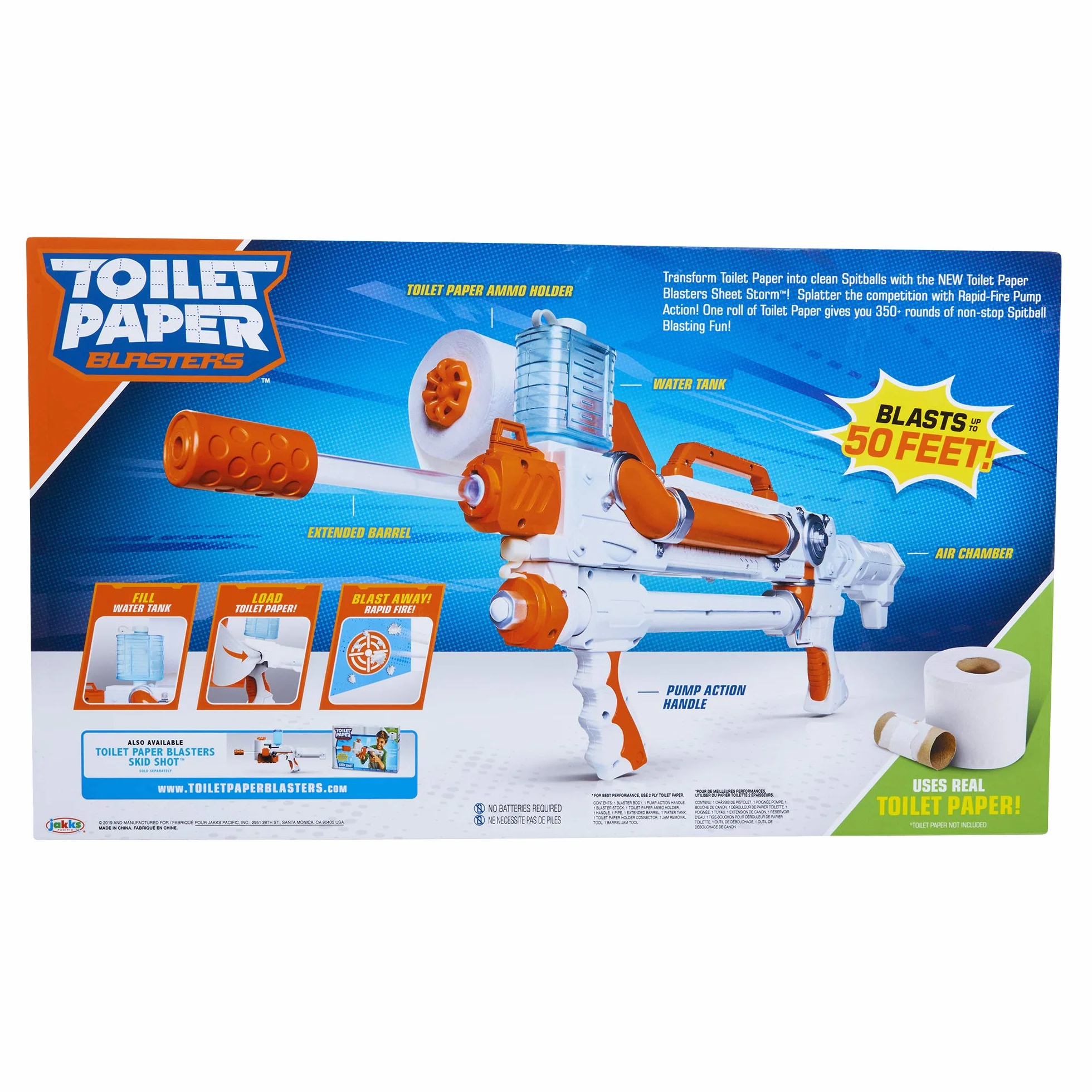 Papier toaletowy Blaster, sztorm, Toy Blaster strzela szybko ogień TP Spitballs do 15 m - wykorzystuje prawdziwy papier toaletowy! Super zabawny prezent dla dzieci, nastolatków, studentów, tatusiów,