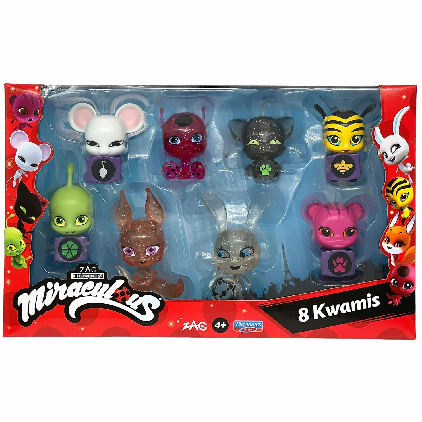 BANDAI Miraculous zestaw 8 figurek Kwamis kolekcja mini szkatulka zabawka od 4 lat