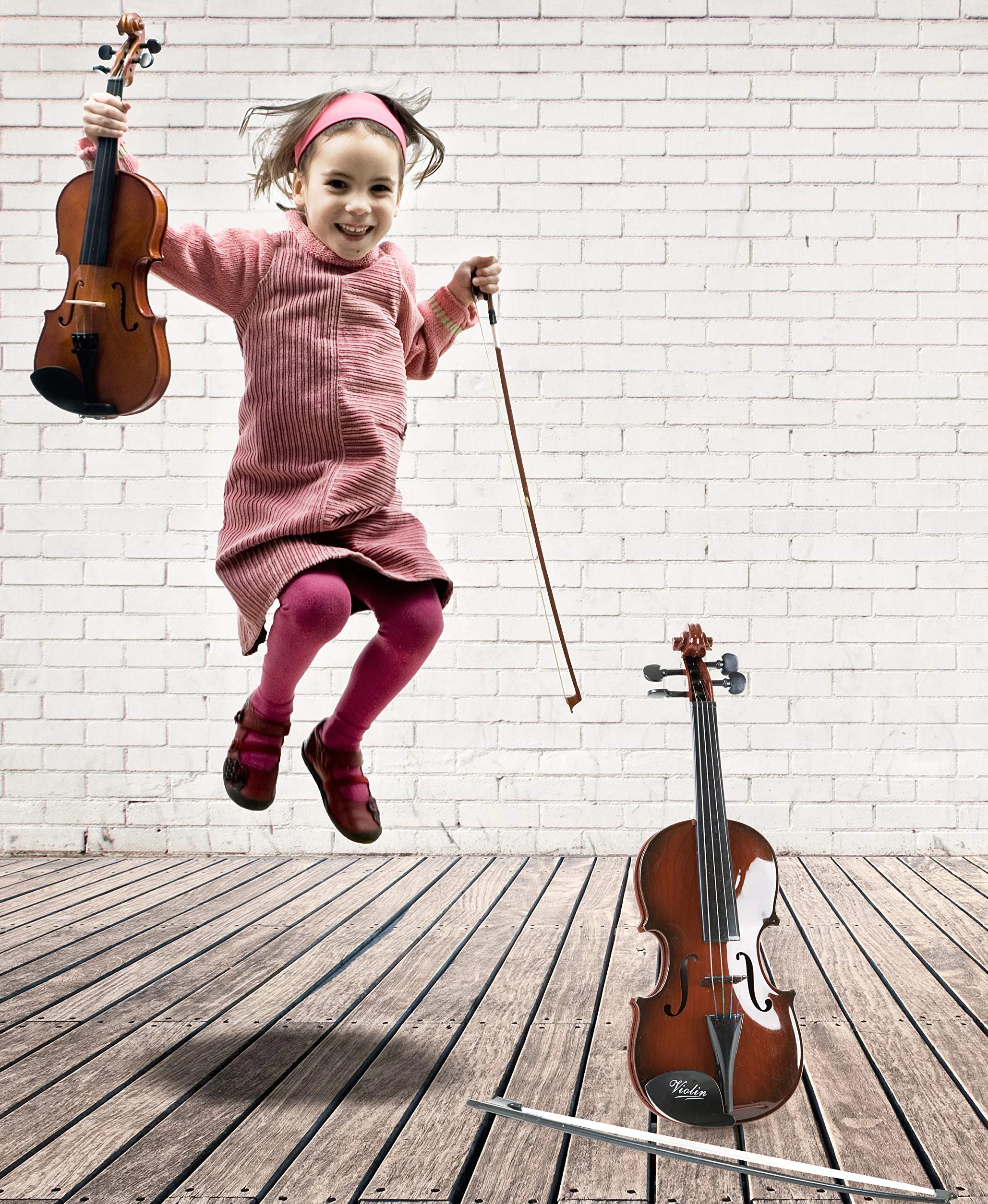 small foot Skrzypce "Classic" z tworzywa sztucznego, o wyglądzie drewna, w zestawie czarny łuk, instrument muzyczny od 4 lat, 7027