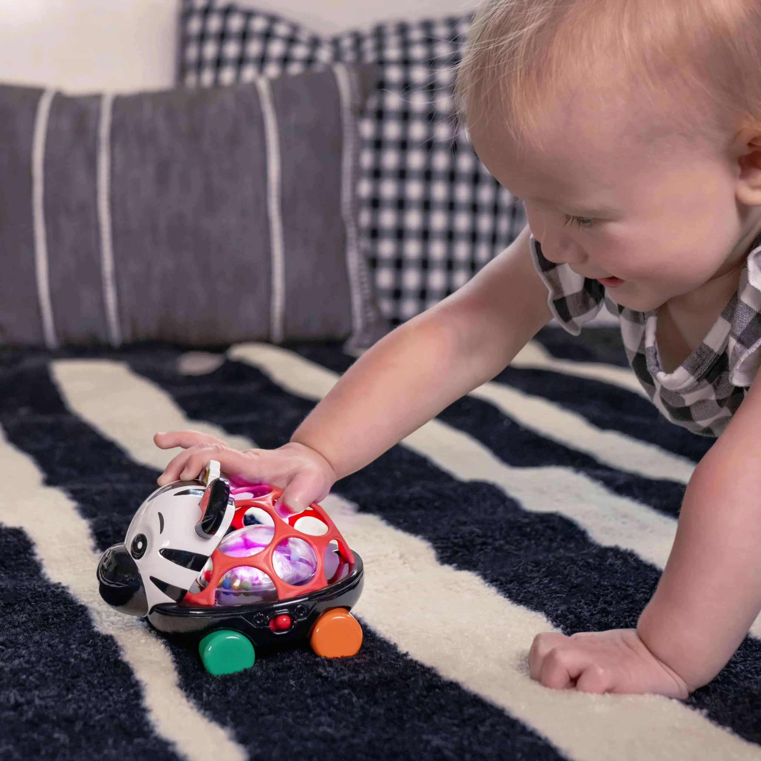Baby Einstein Curious Car Zen Oball Toy Car & Rattle, Light Up, Wiek 3 Miesięcy +, Zen Zebra
